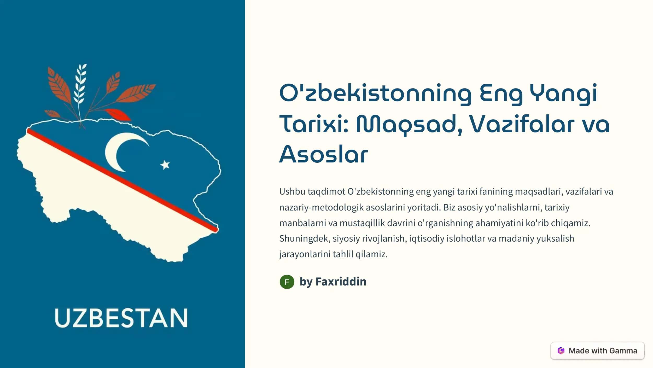 O'zbekistonning Eng Yangi Tarixi