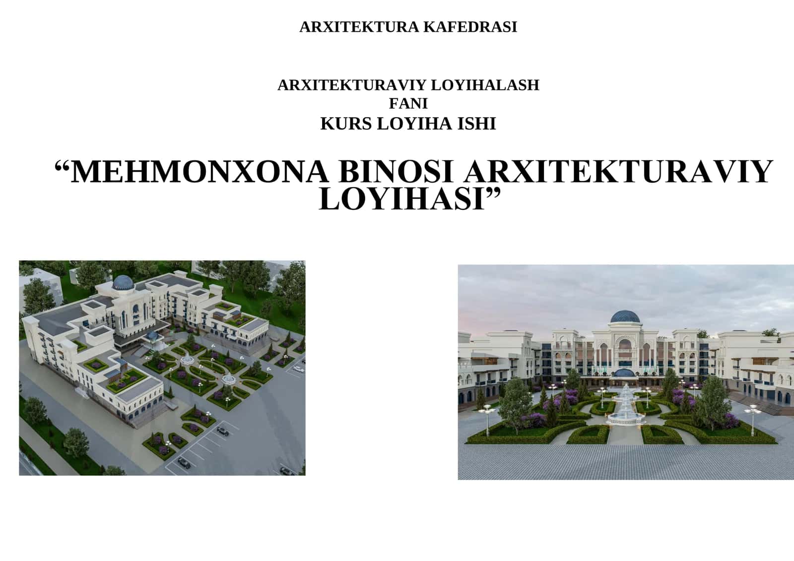 MEHMONXONA BINOSI ARXITEKTURAVIY LOYIHASI