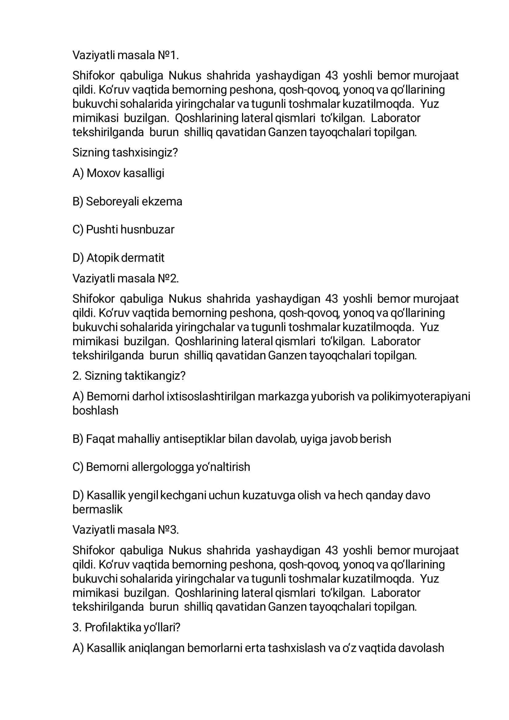 Vaziyatli masala №1