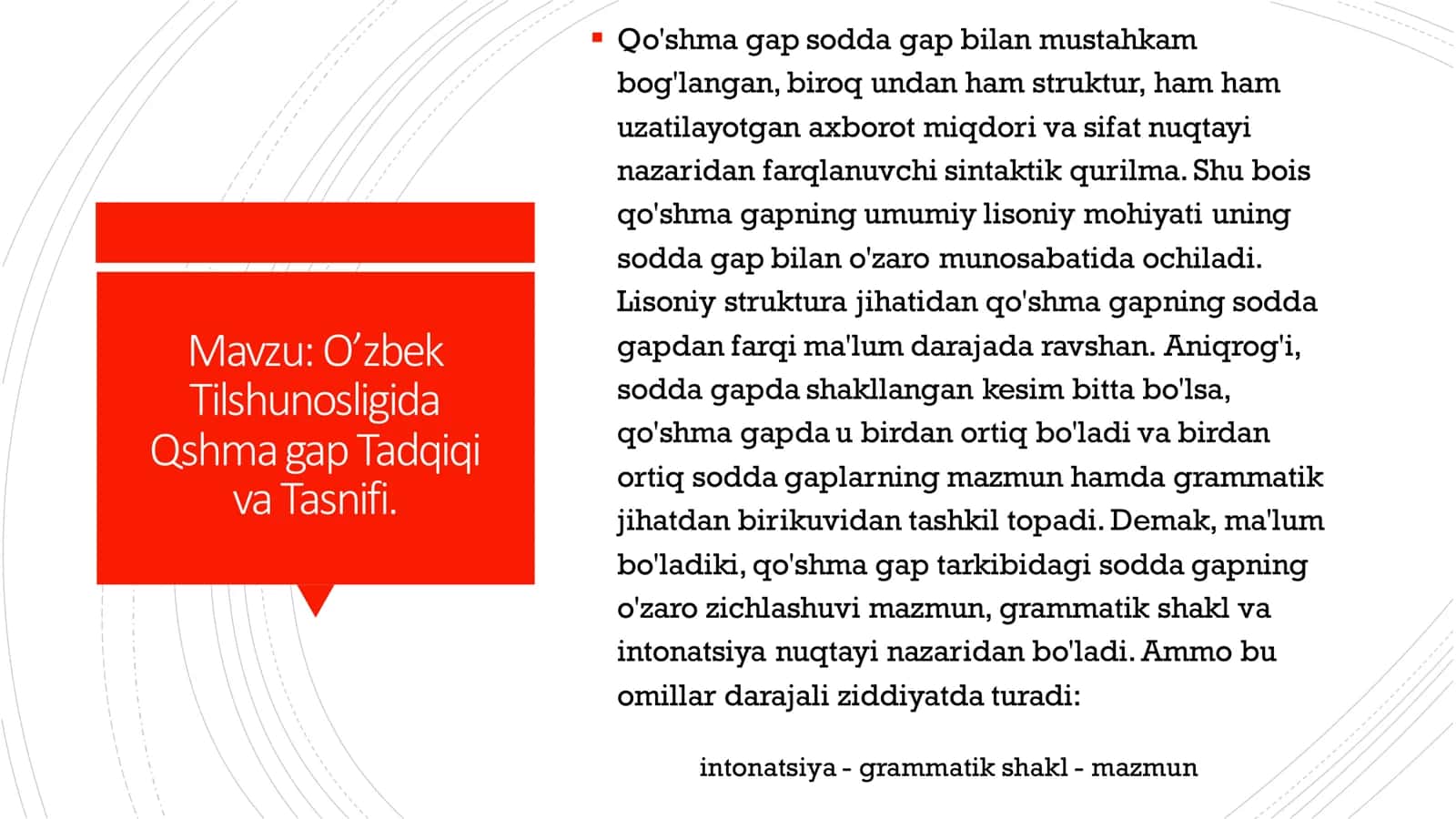 O’zbek Tilshunosligida Qshma gap Tadqiqi va Tasnifi. ▪