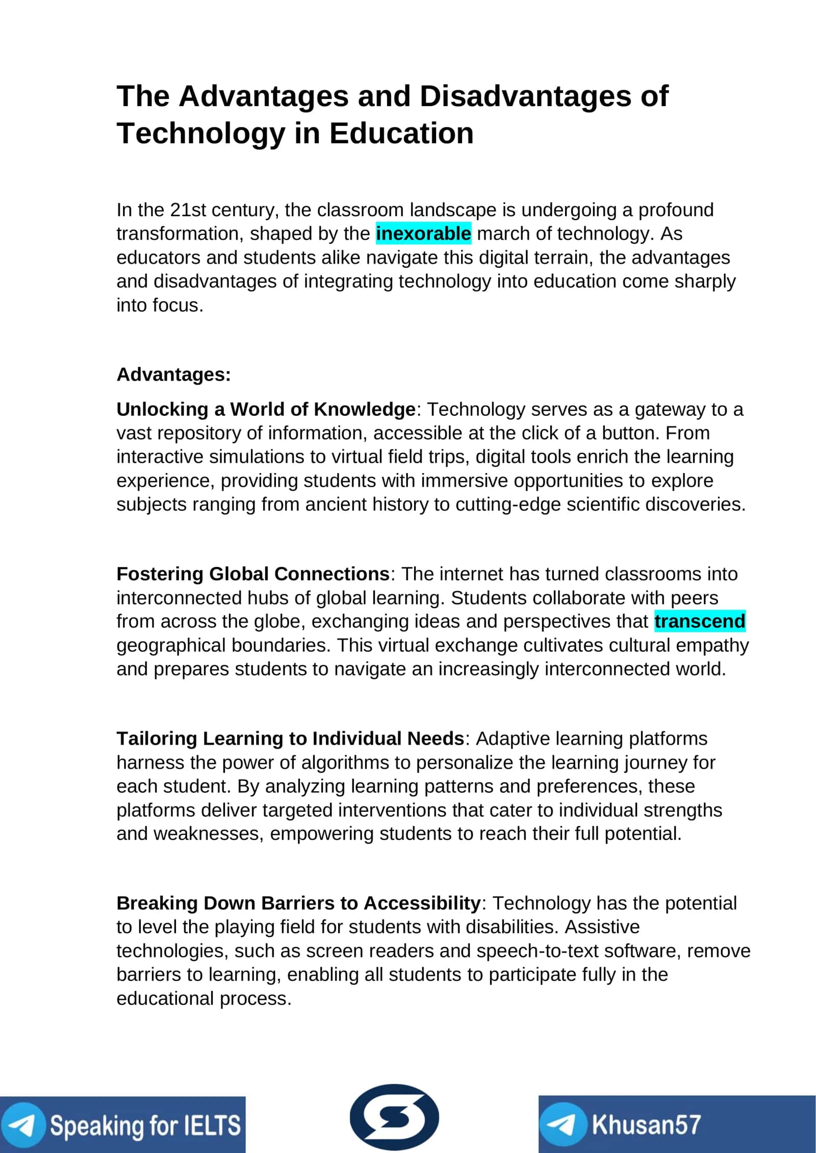 The Advantages and Disadvantages of Technology in Education