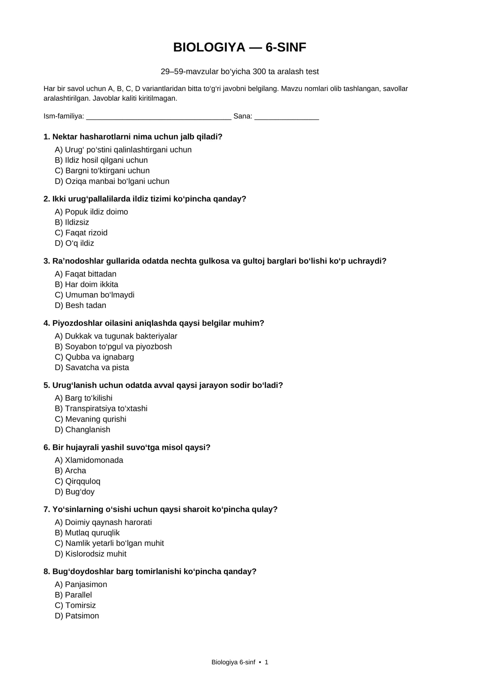 Biologiya 6-sinf • 1