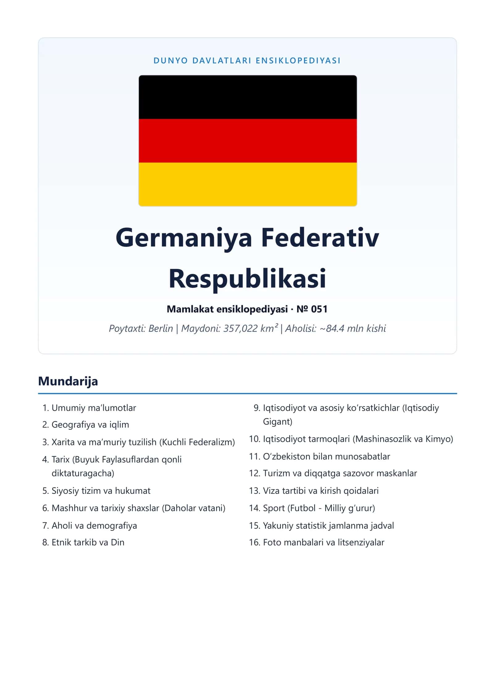 Germaniya Federativ Respublikasi Mamlakat ensiklopediyasi