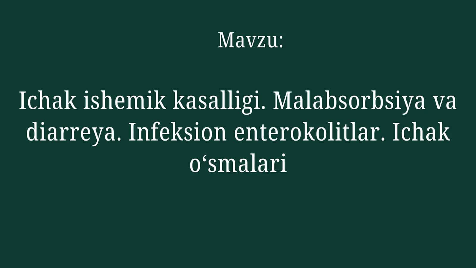 Ichak kasalliklari