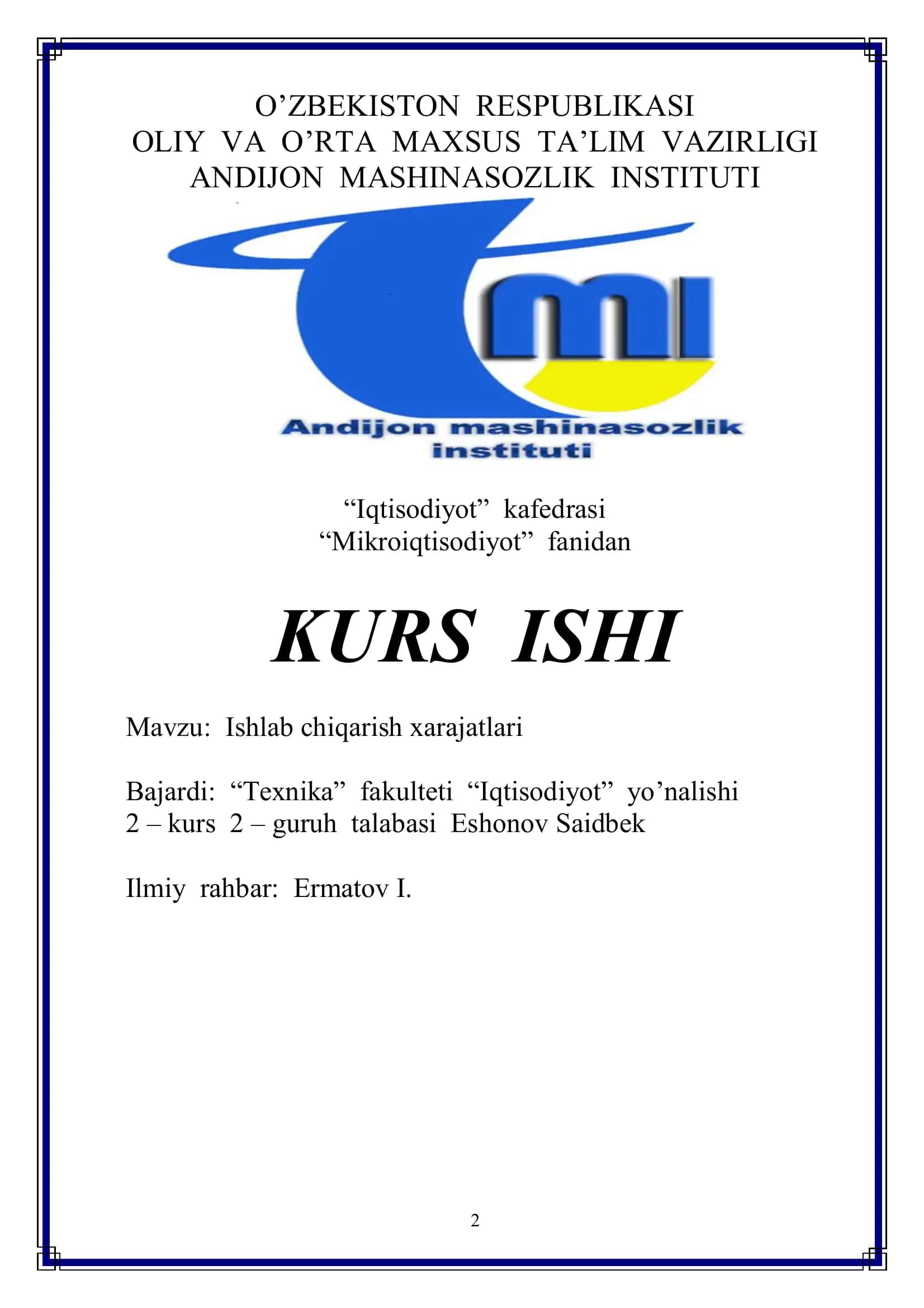Ishlab chiqarish xarajatlari