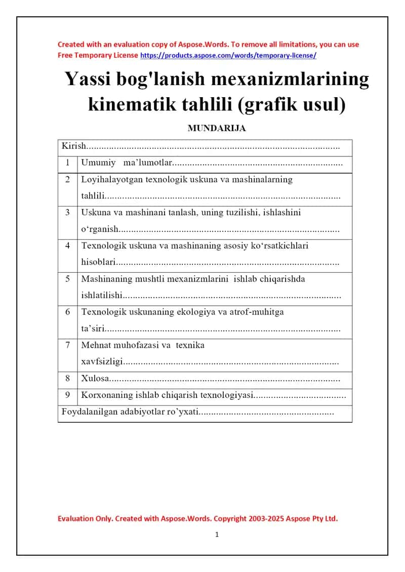 Yassi bog'lanish mexanizmlarining kinematik tahlili (grafik usul)