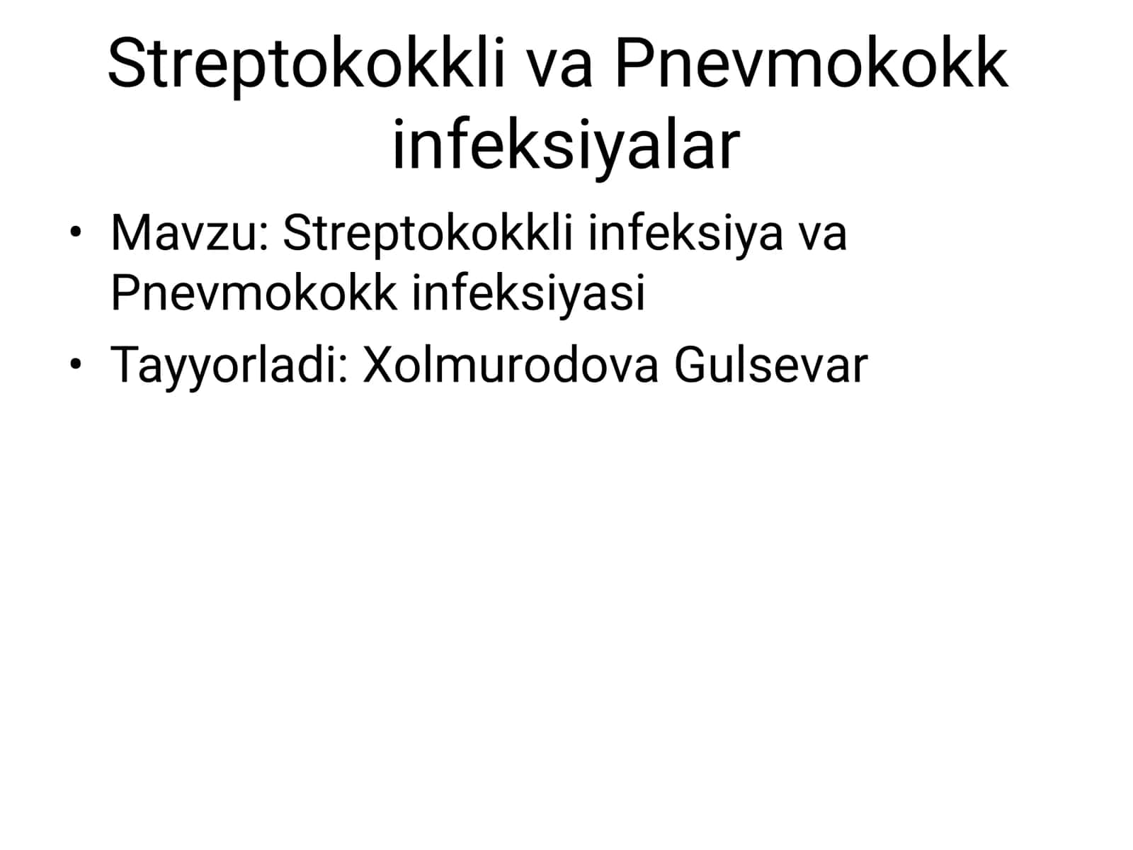 Streptokokkli va Pnevmokokk infeksiyalar