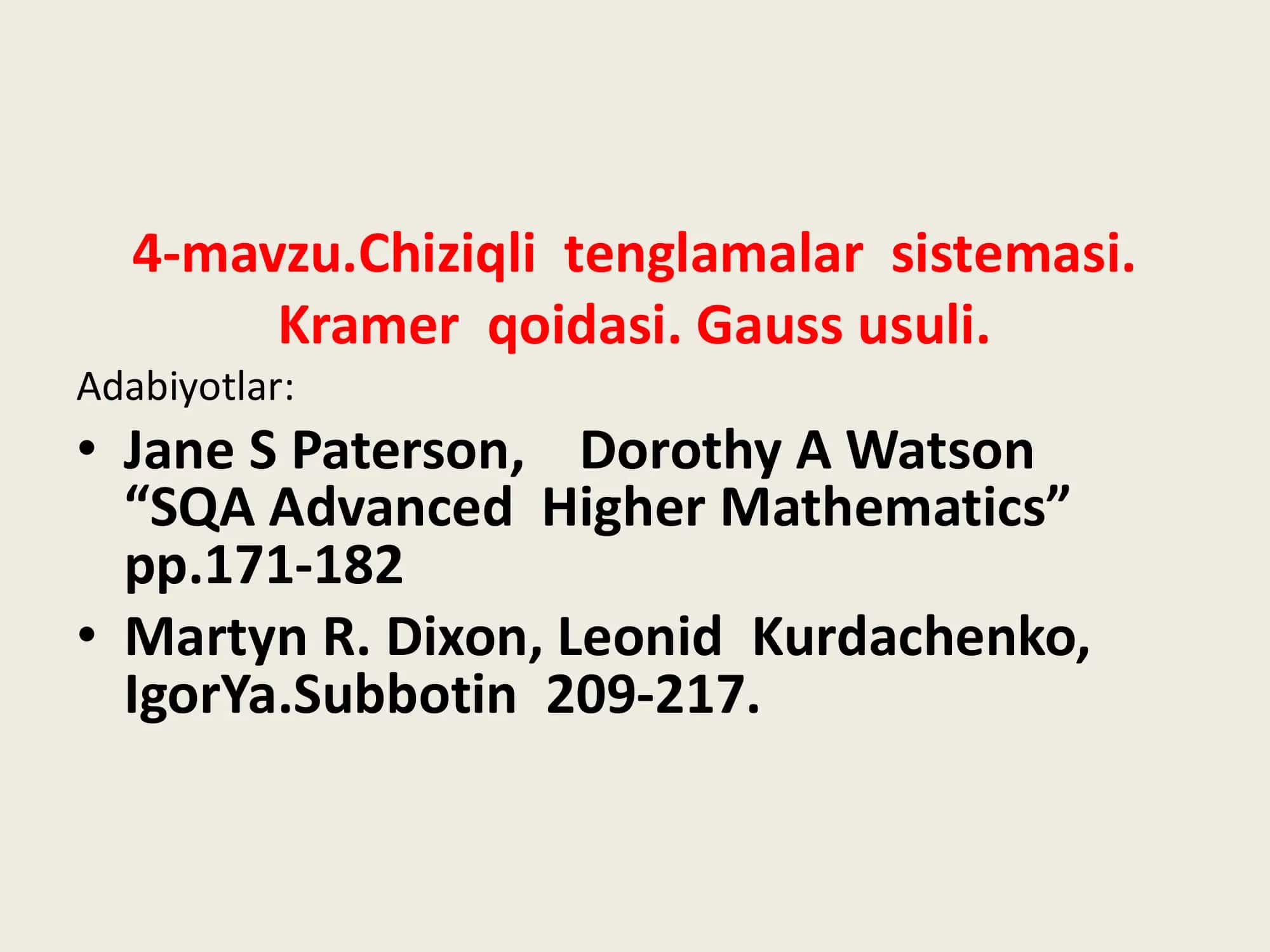4-mavzu.Сhiziqli tеnglamalar sistеmasi