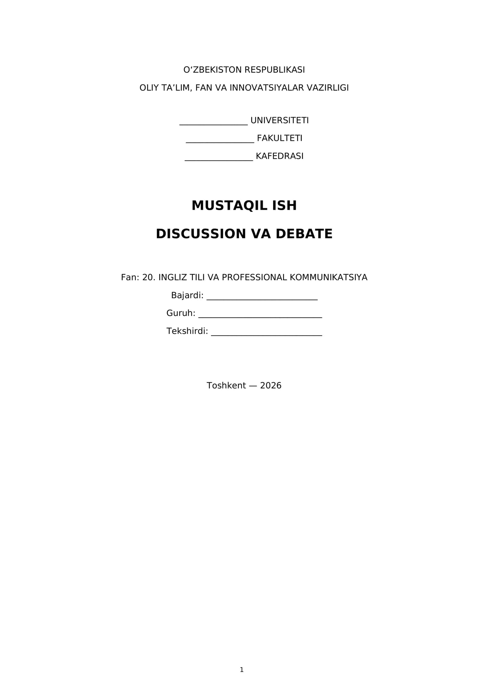 AMALIY ISH: INGLIZ TILI VA PROFESSIONAL KOMMUNIKATSIYA