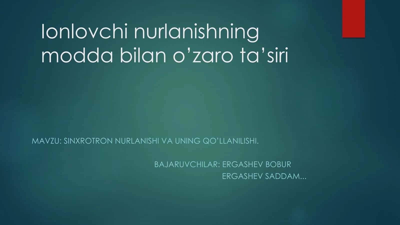 Sinxrotron nurlanishining modda bilan o’zaro ta’siri