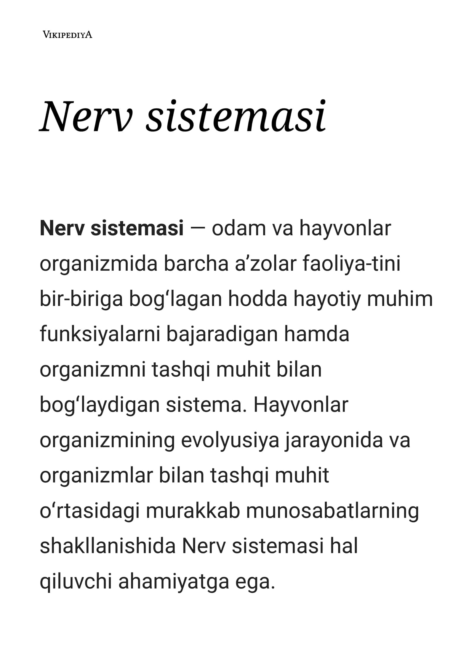 Nerv sistemasi