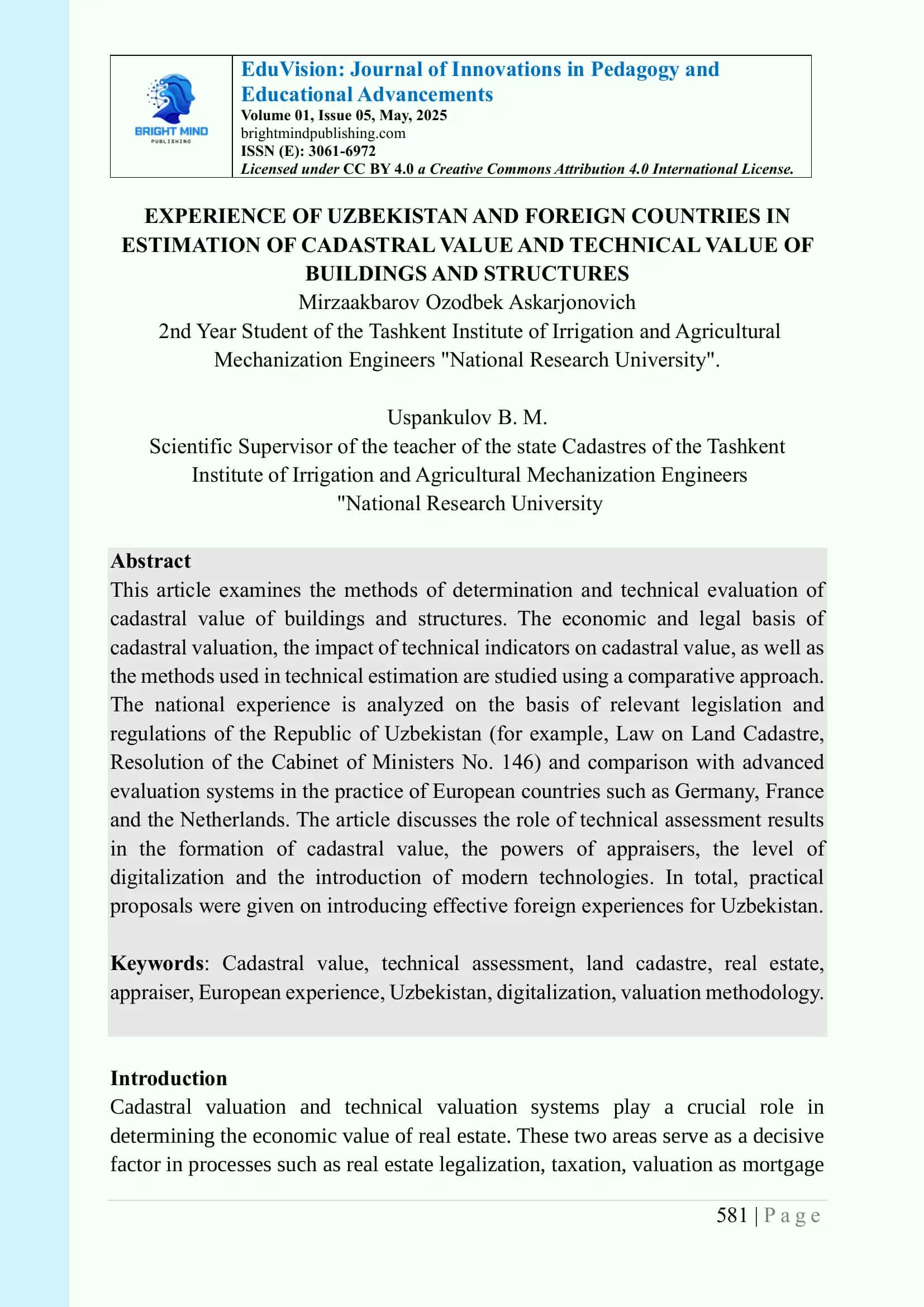 Journal of Innovations in Pedagogy and Educational Advancements