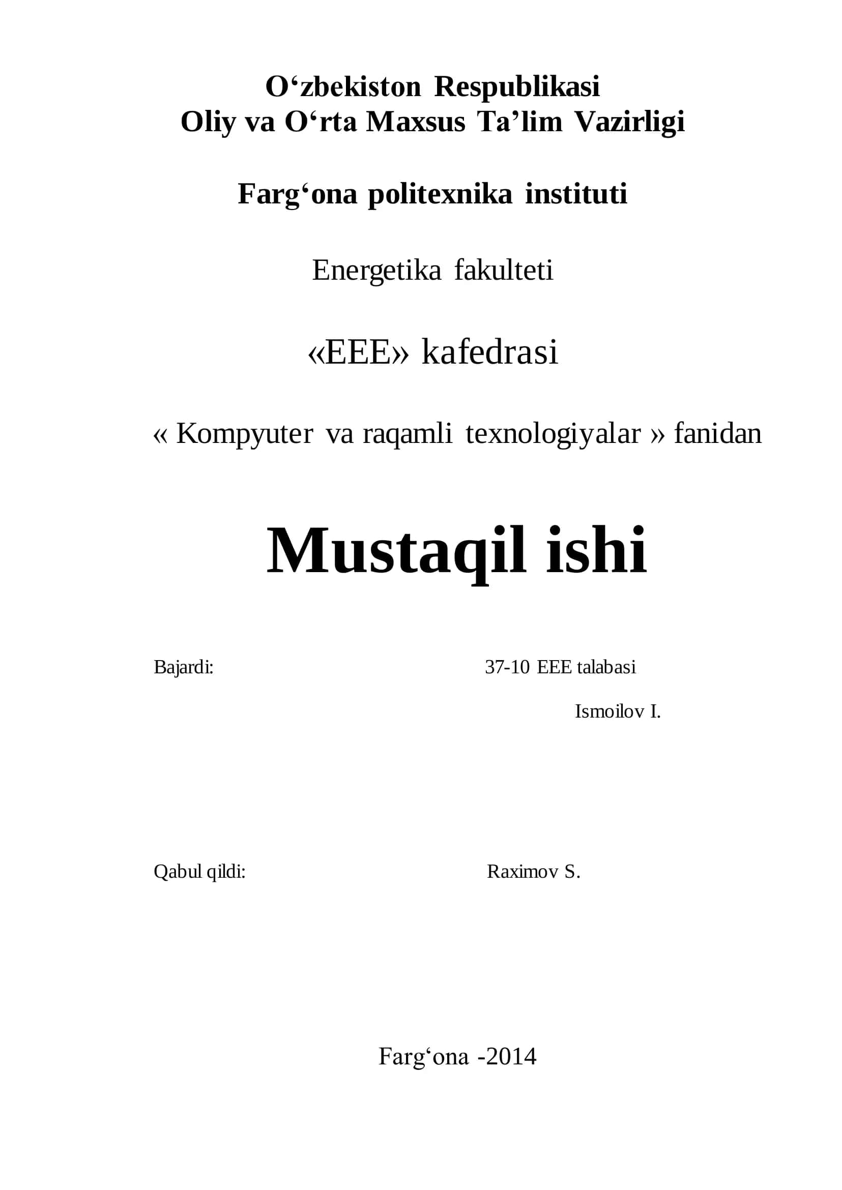 Mathcad tizimi va unda ishlash texnologiyasi