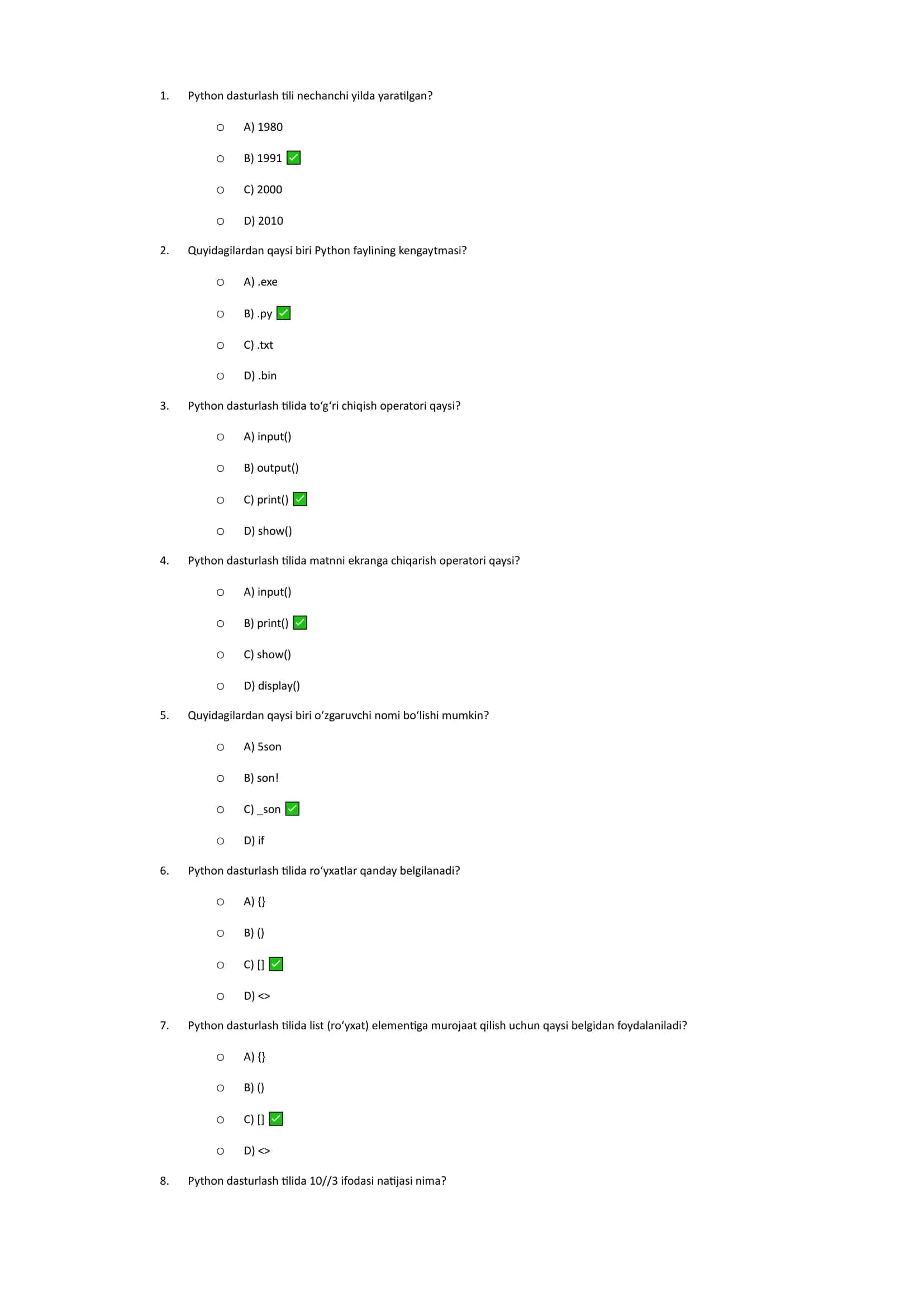 Python Dasturlash Tili