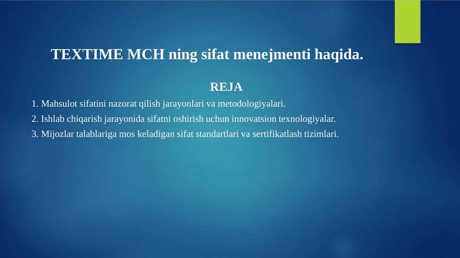 TEXTIME MCH ning sifat menejmenti haqida.