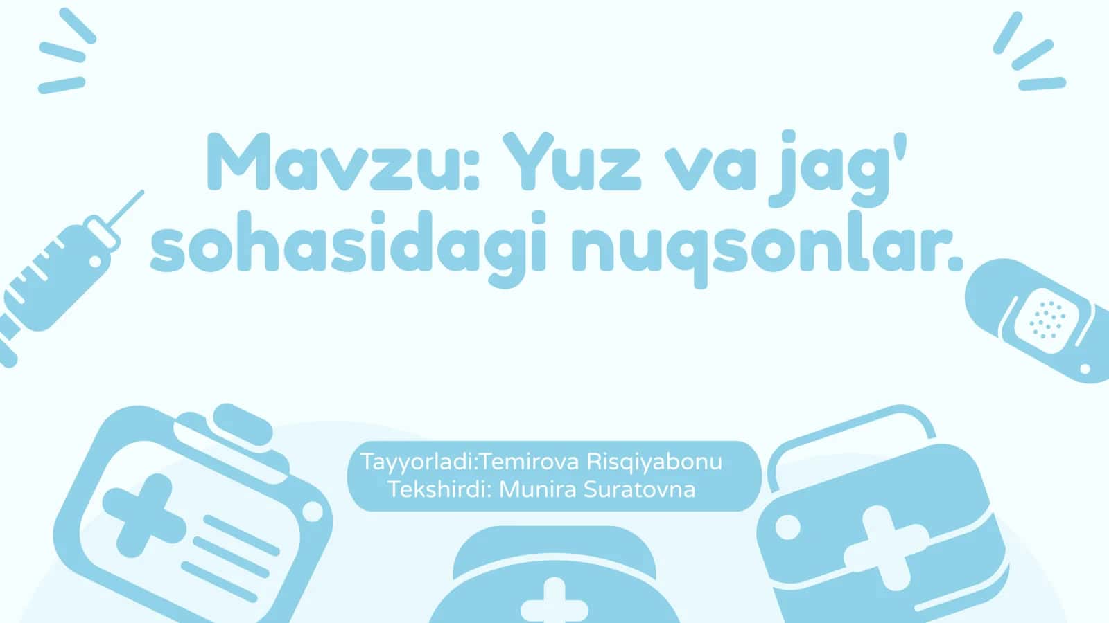 Yuz va jag’ sohasidagi nuqsonlar