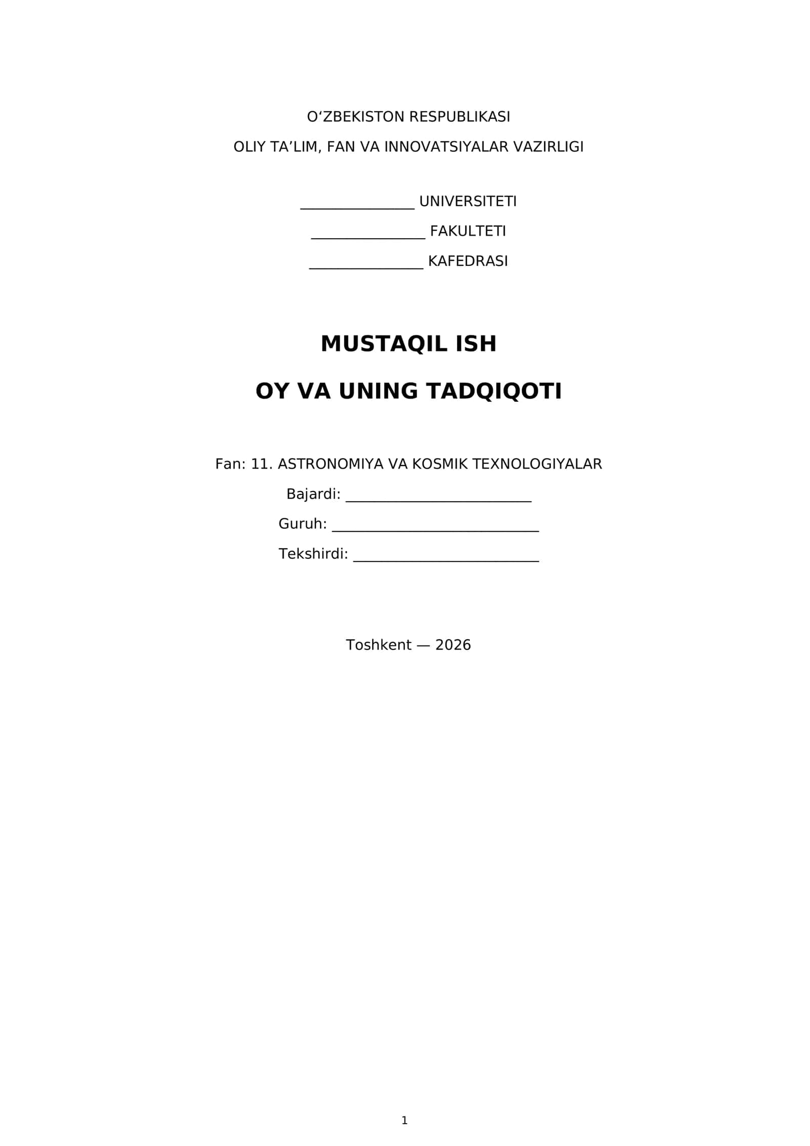 Oy va uning tadqiqoti