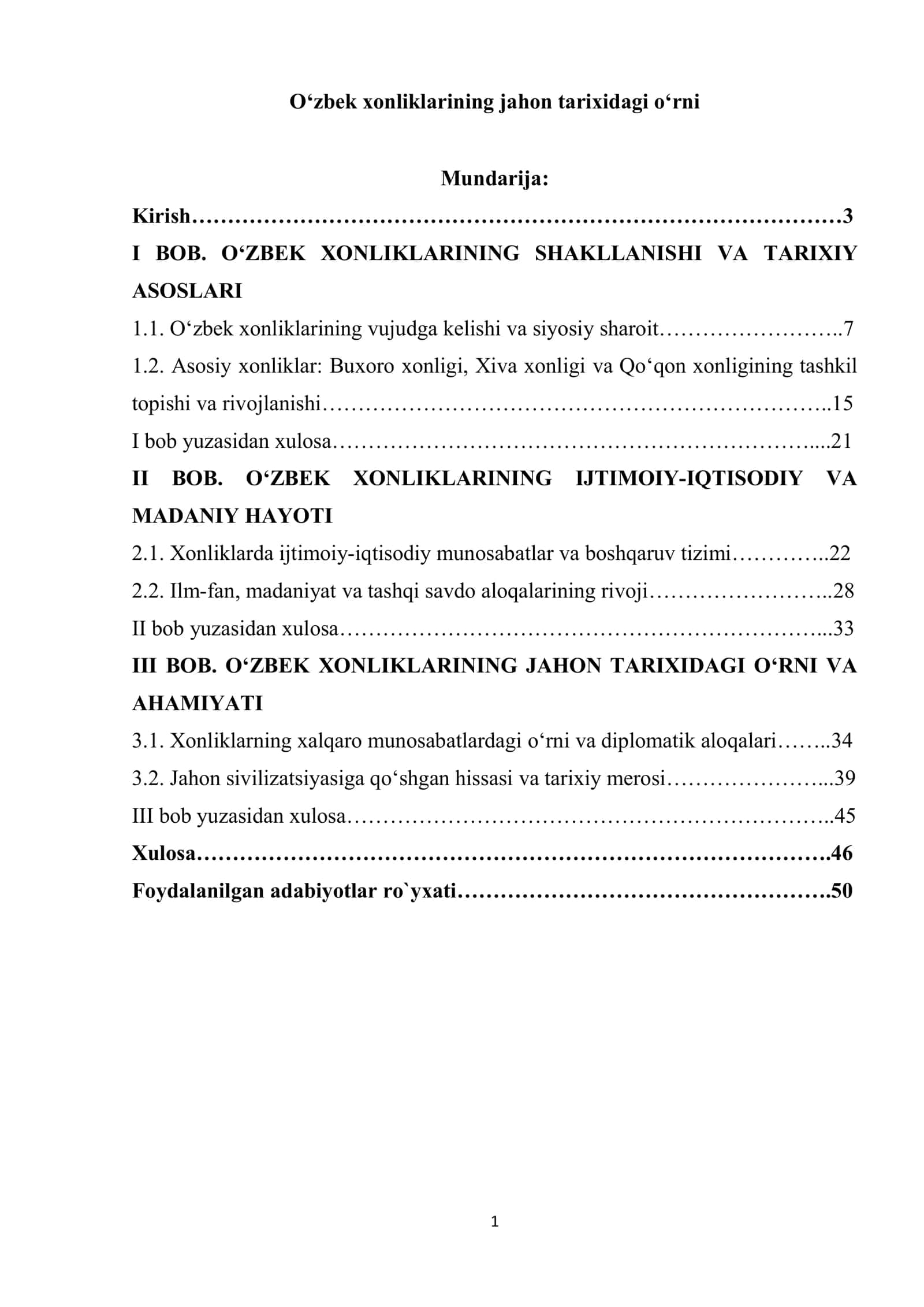 O‘zbek xonliklarining jahon tarixidagi o‘rni