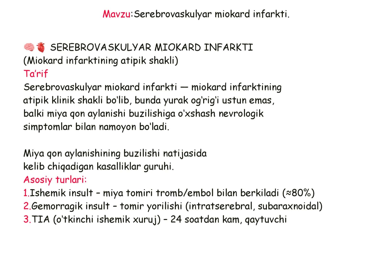 Serebrovaskulyar miokard infarkti