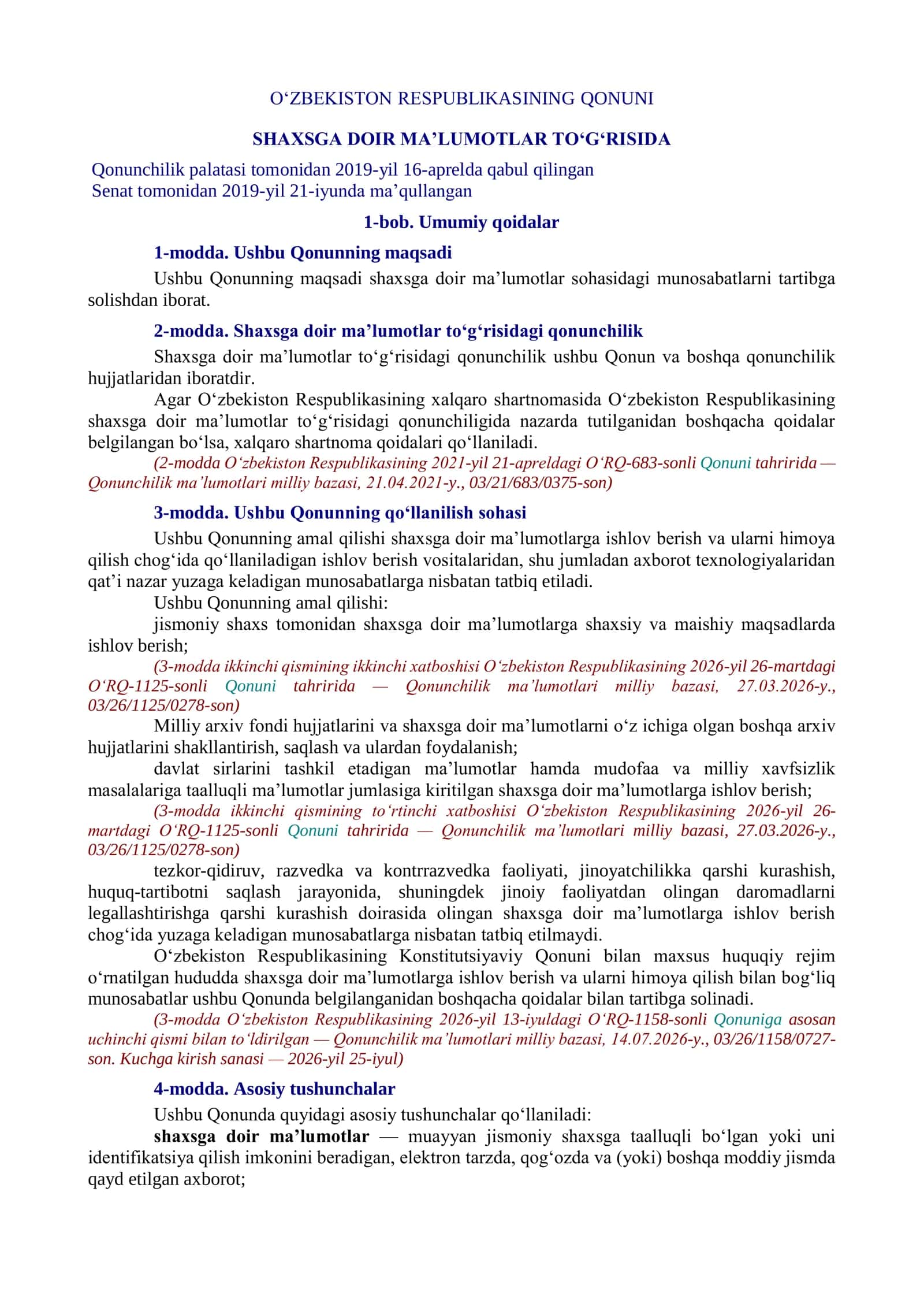Oʻzbekiston Respublikasining Qonuni