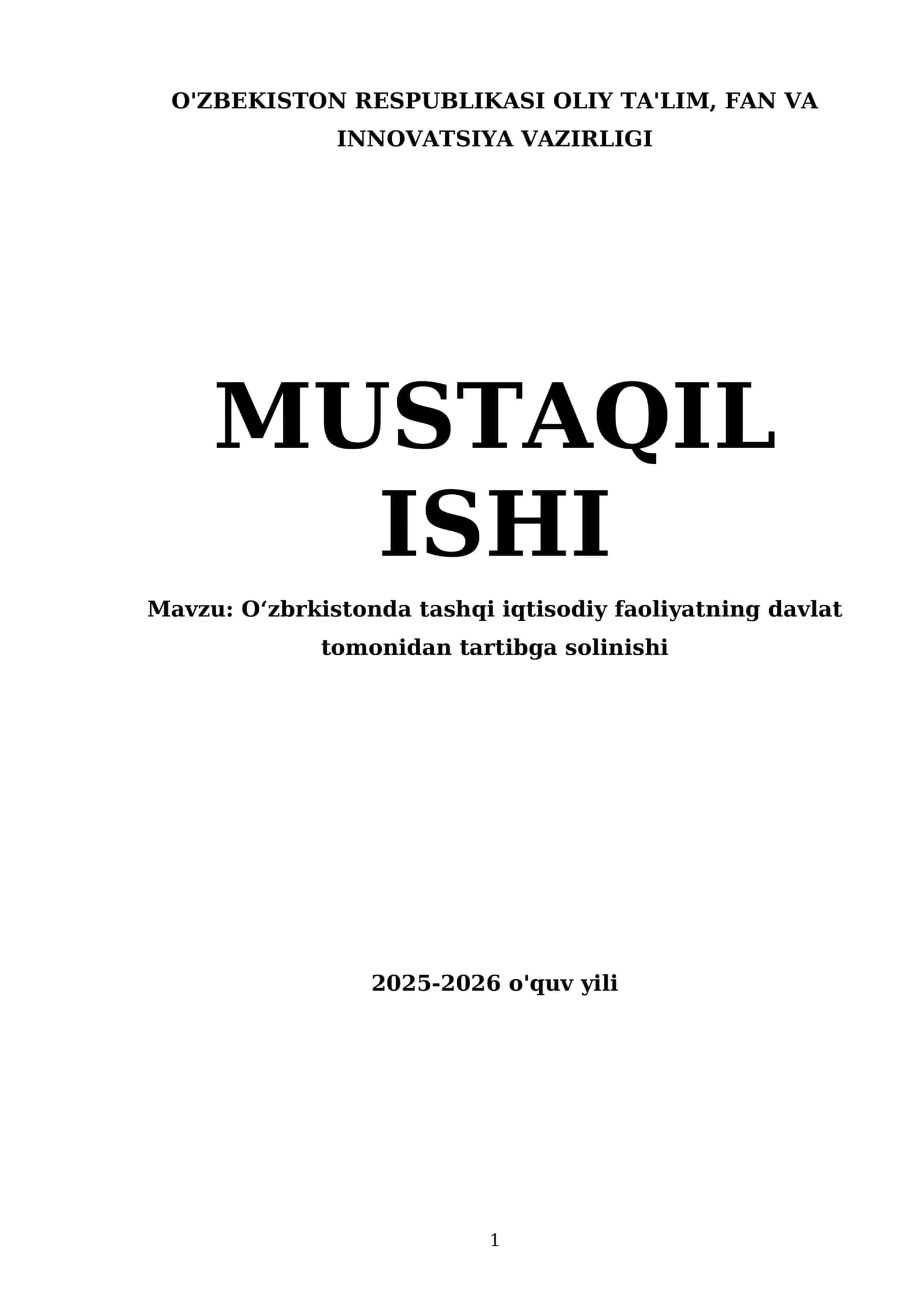 O'zbrkistonda tashqi iqtisodiy faoliyatning davlat tomonidan tartibga solinishi