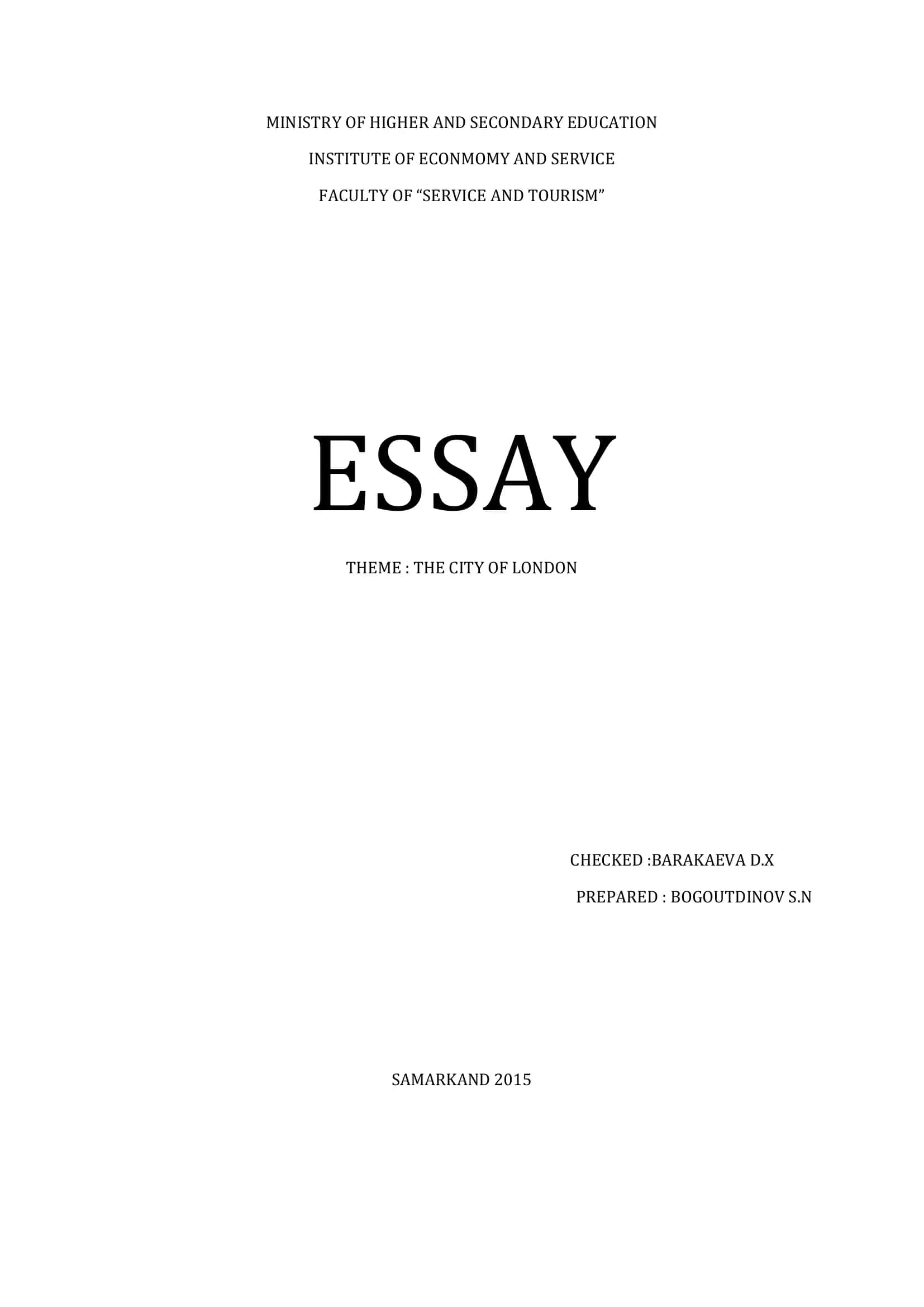 ESSAY ON THE CITY OF LONDON