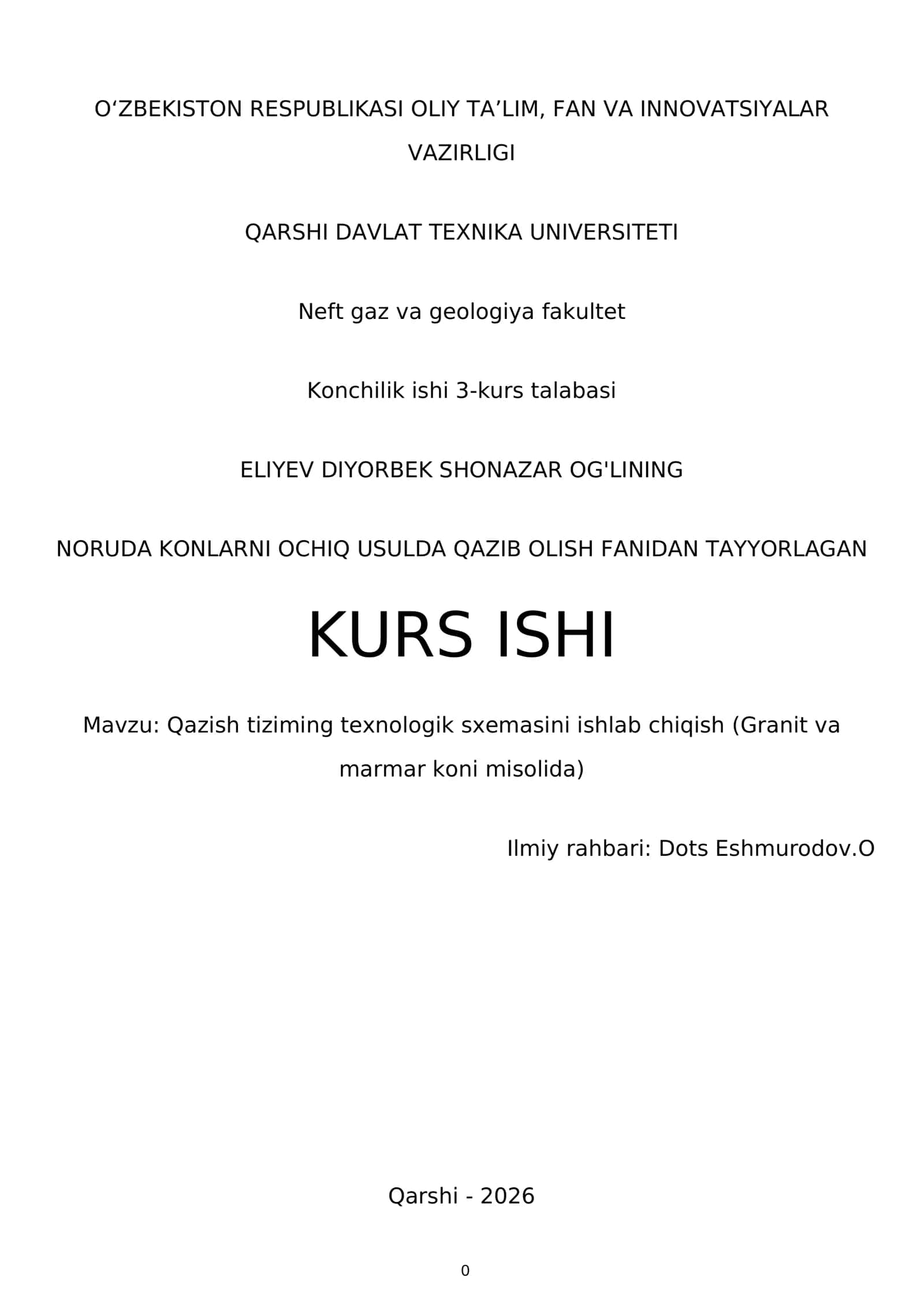 NORUDA KONLARNI OCHIQ USULDA QAZIB OLISH FANIDAN TAYYORLAGAN KURS ISHI