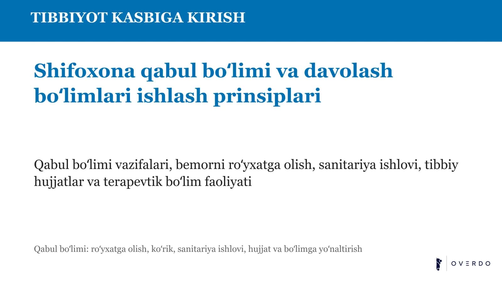 TIBBIYOT KASBIGA KIRISH