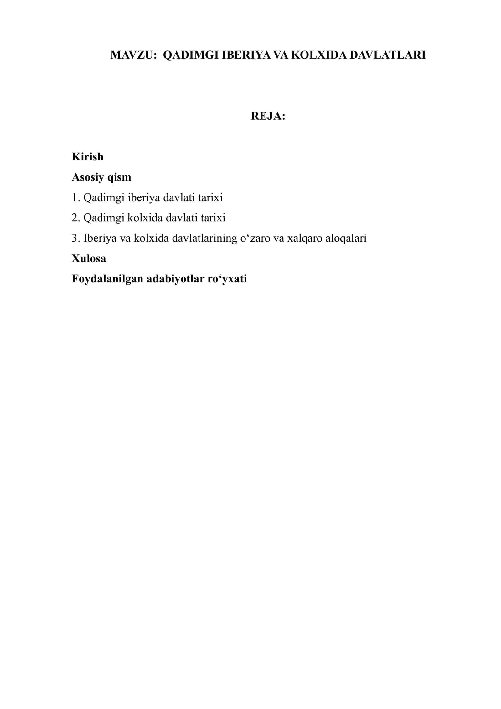 QADIMGI IBERIYA VA KOLXIDA DAVLATLARI