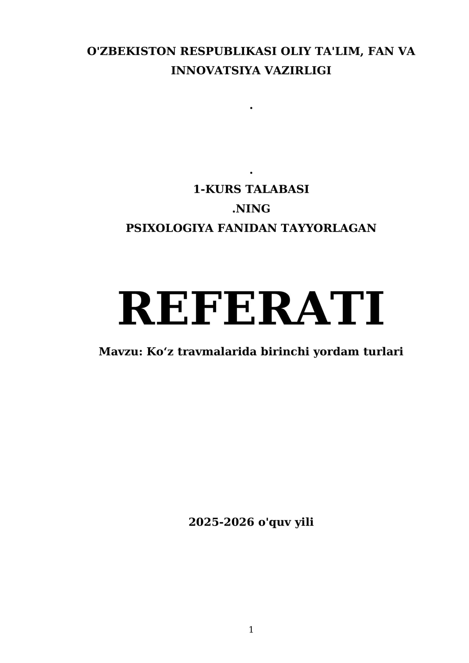 Koʻz travmalarida birinchi yordam turlari