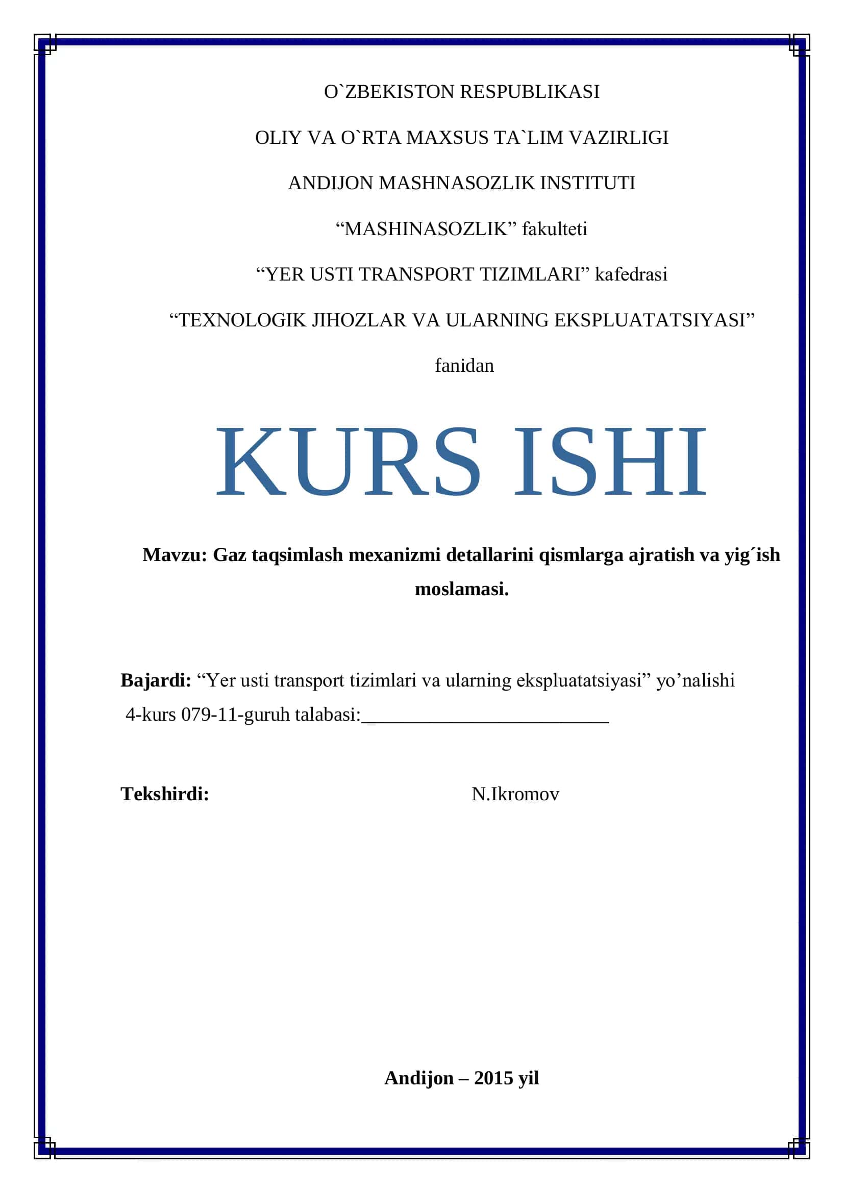 Gaz taqsimlash mexanizmi detallarini qismlarga ajratish va yig´ish moslamasi