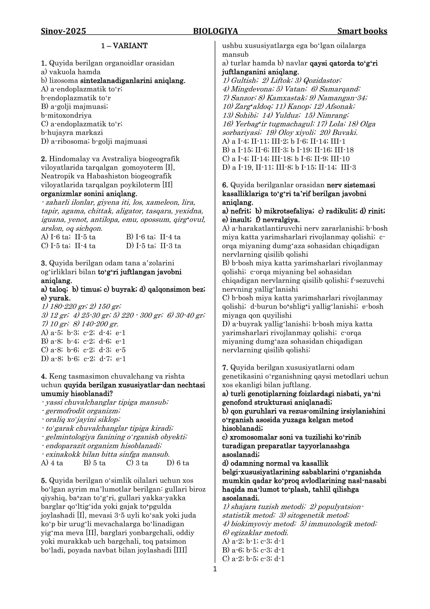 BIOLOGIYA Smart books