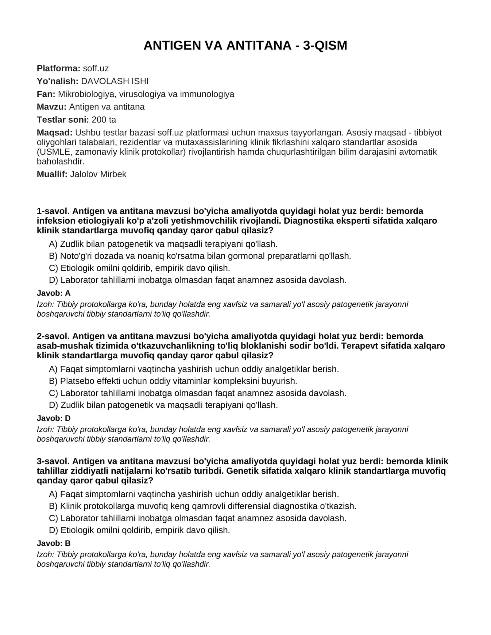 ANTIGEN VA ANTITANA - 3-QISM