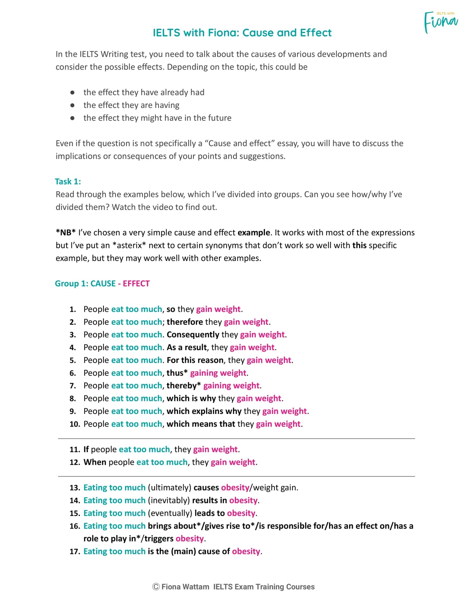 IELTS with Fiona: Cause and Effect