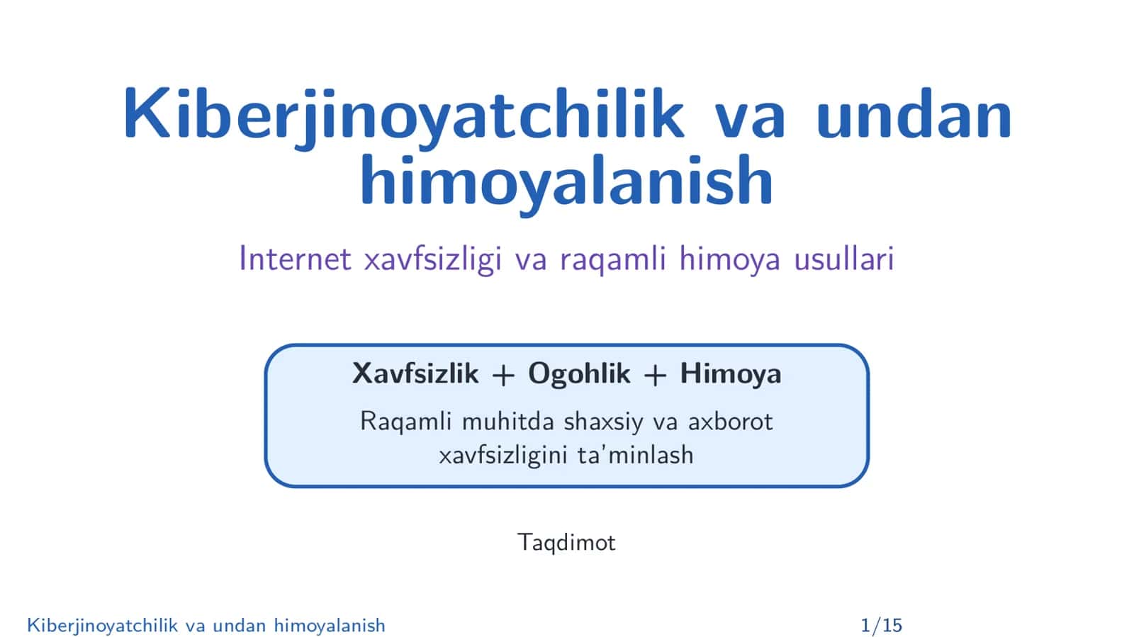 Kiberjinoyatchilik va undan himoyalanish