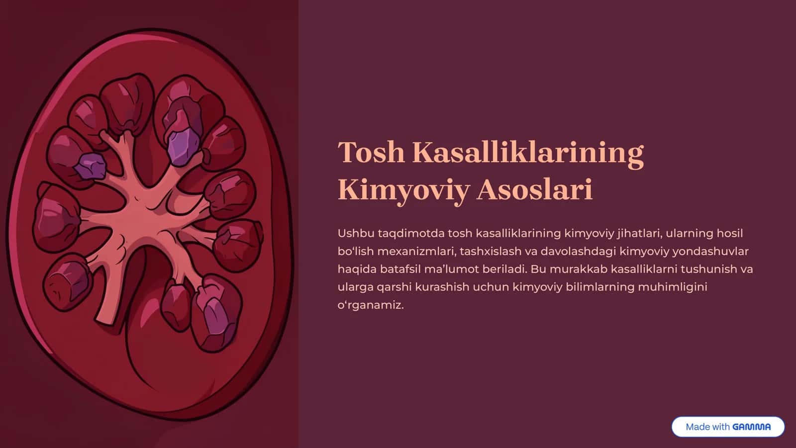 Tosh Kasalliklarining Kimyoviy Asoslari