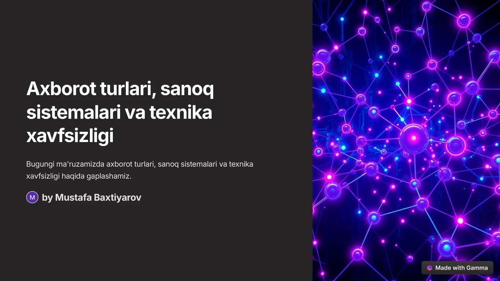 Axborot turlari, sanoq sistemalari va texnika xavfsizligi