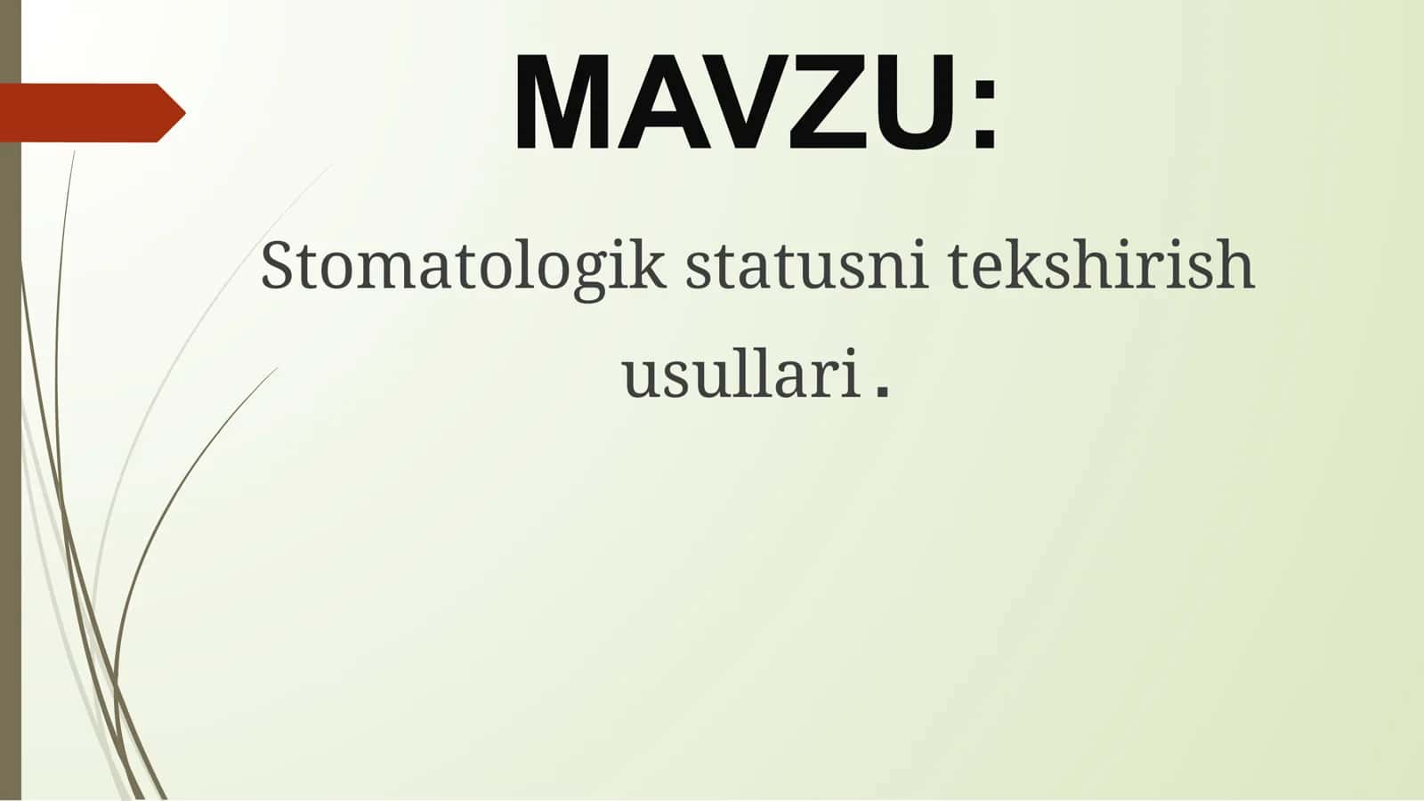 Stomatologik statusni tekshirish usullari
