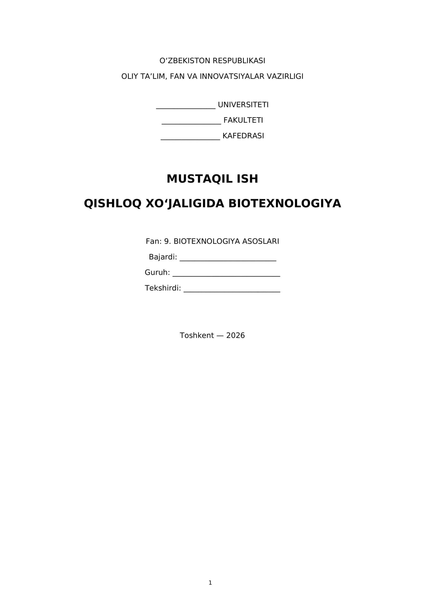 Qishloq xo‘jaligida biotexnologiya