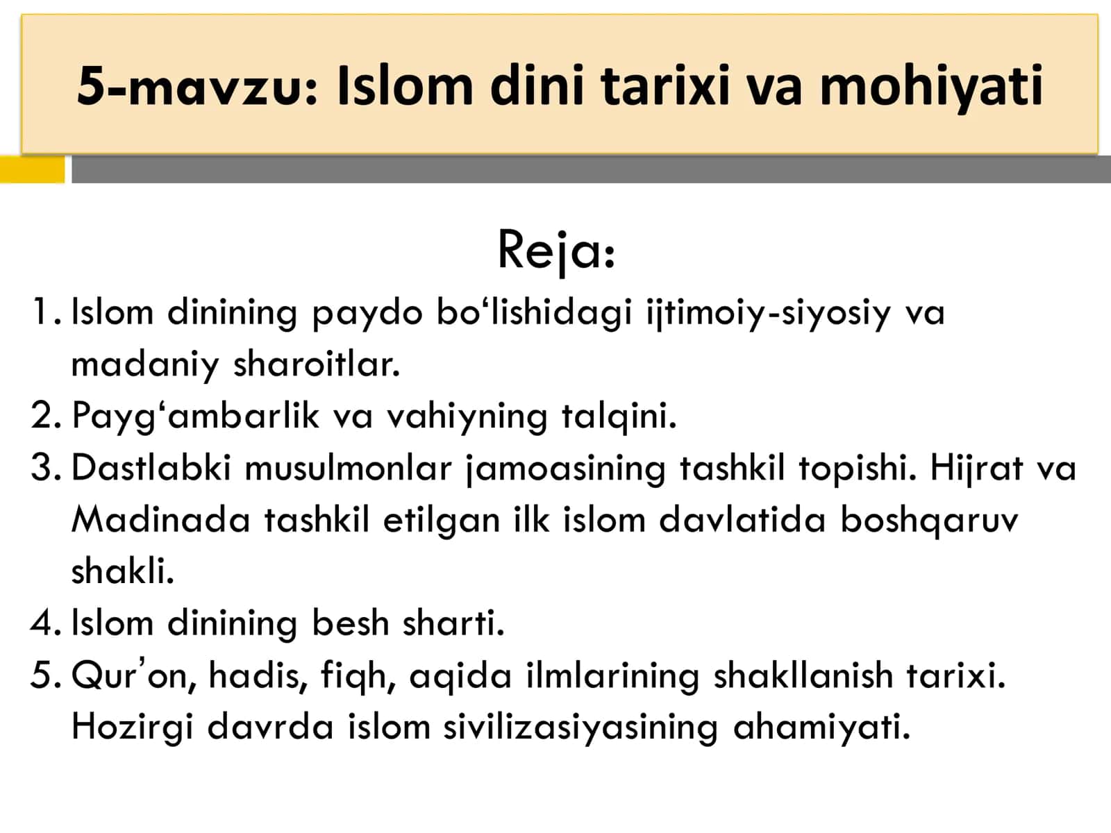 Islom dini tarixi va mohiyati