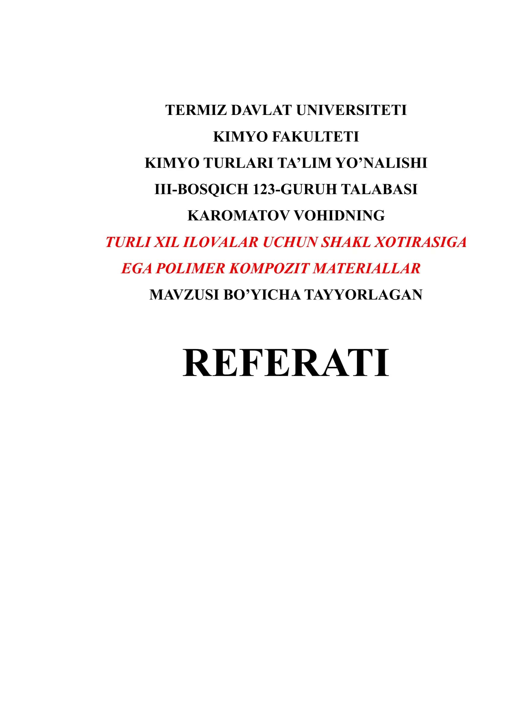 Polimer Kompozit Materiallar Referati