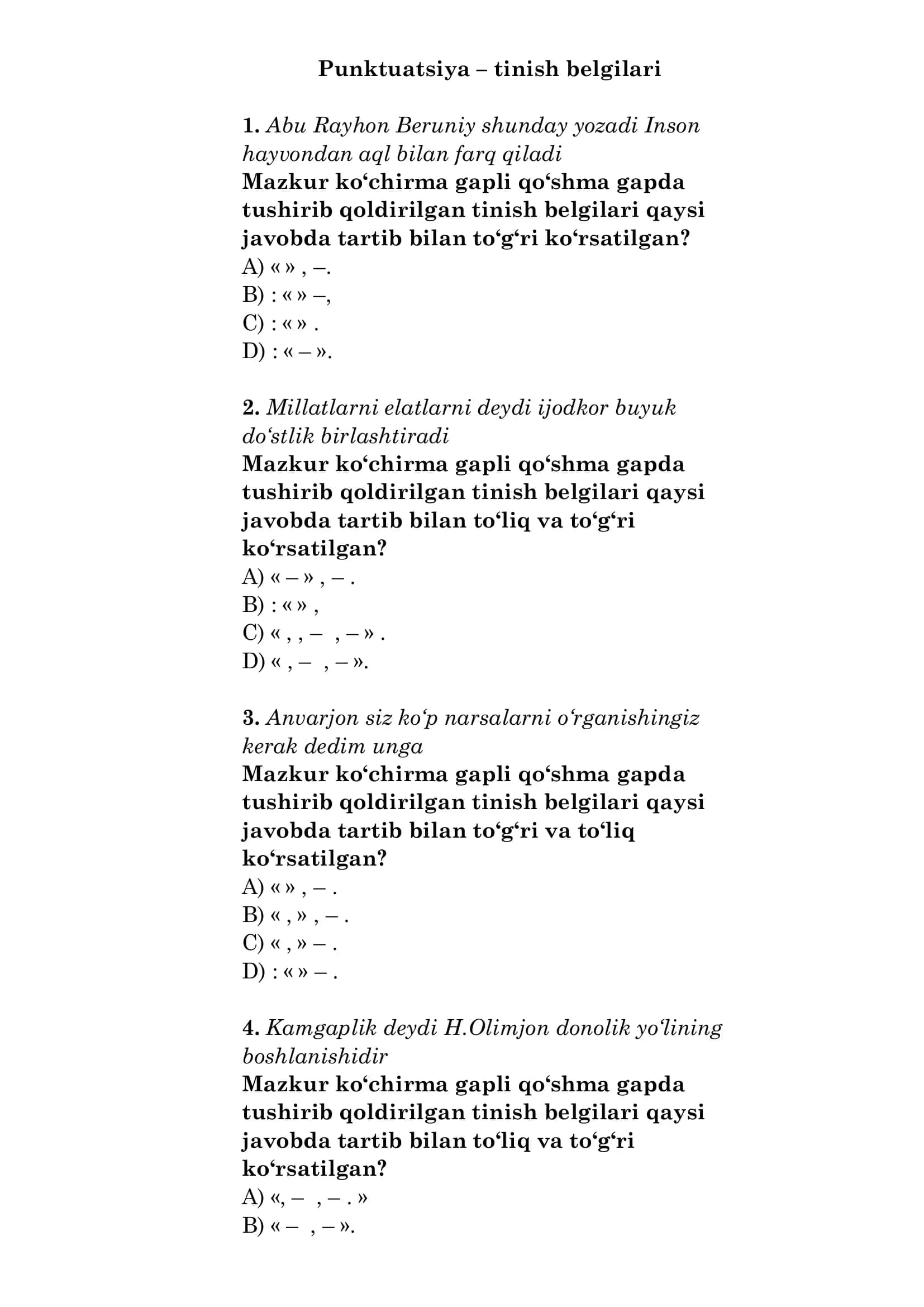 Tinish Belgilari
