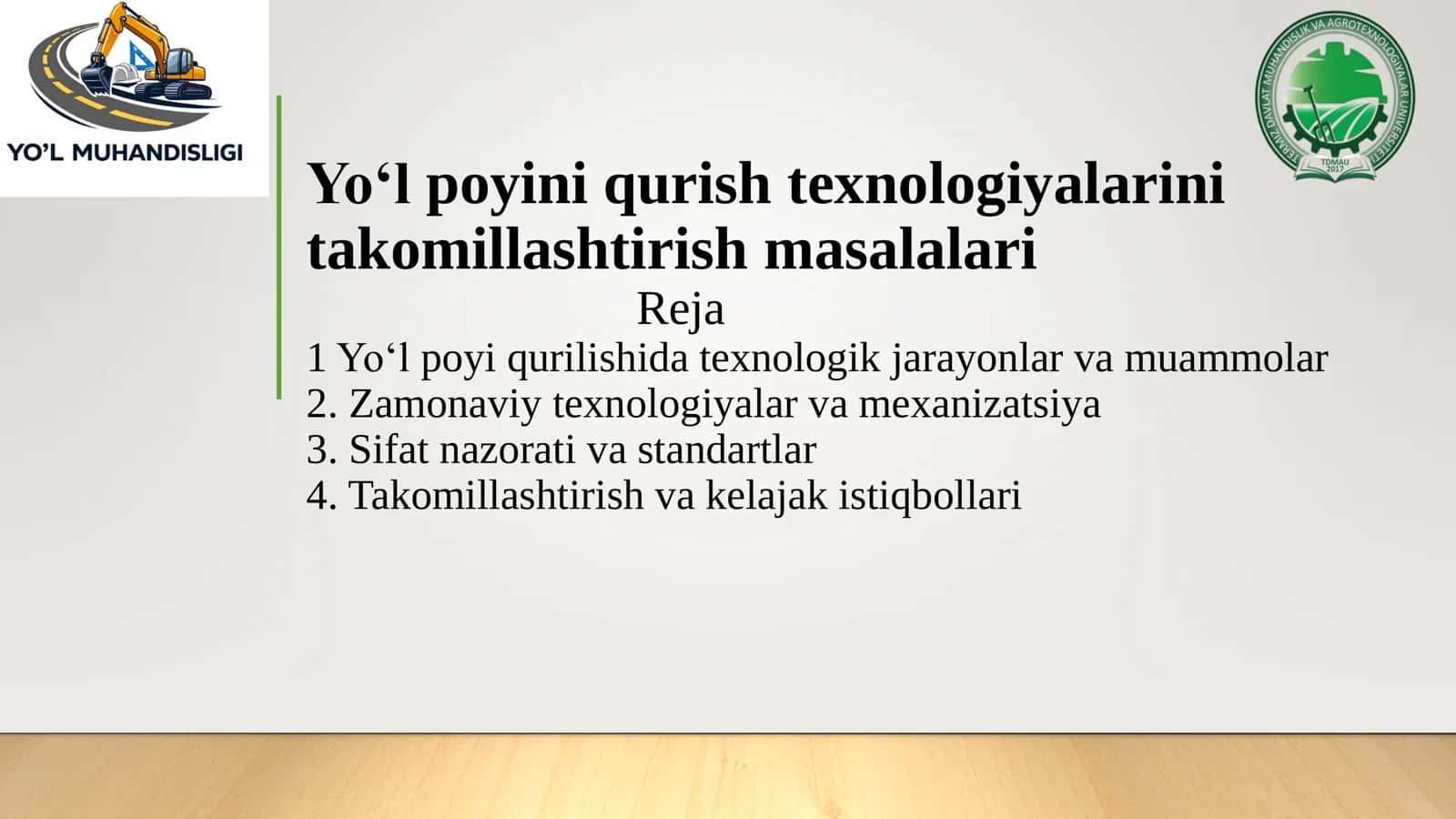Yo‘l poyini qurish texnologiyalarini takomillashtirish masalalari