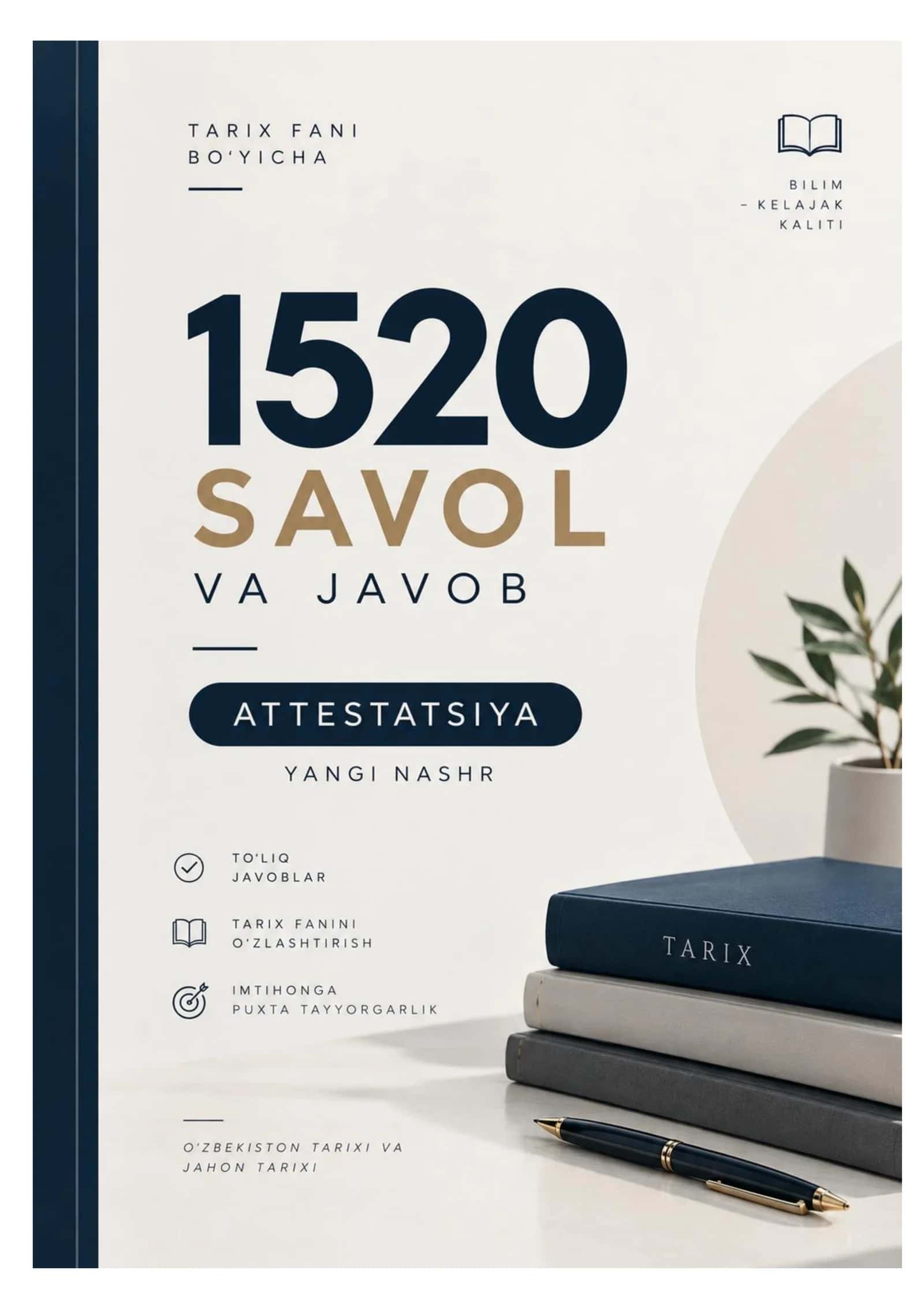 TARIX ATTESTATSIYA TESTLARI 1520 + YANGI NASHR