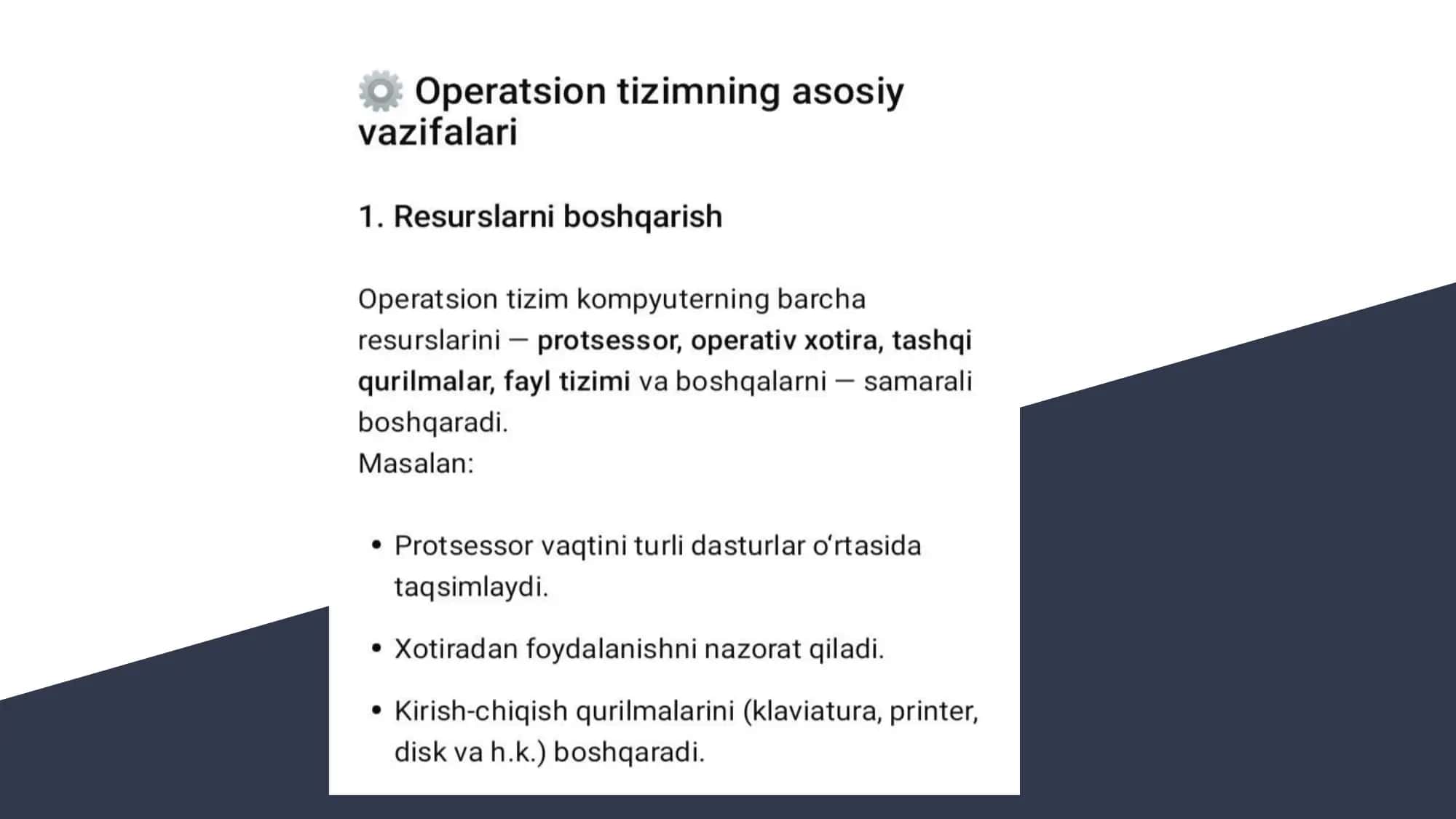 operatsion tizimlar haqida