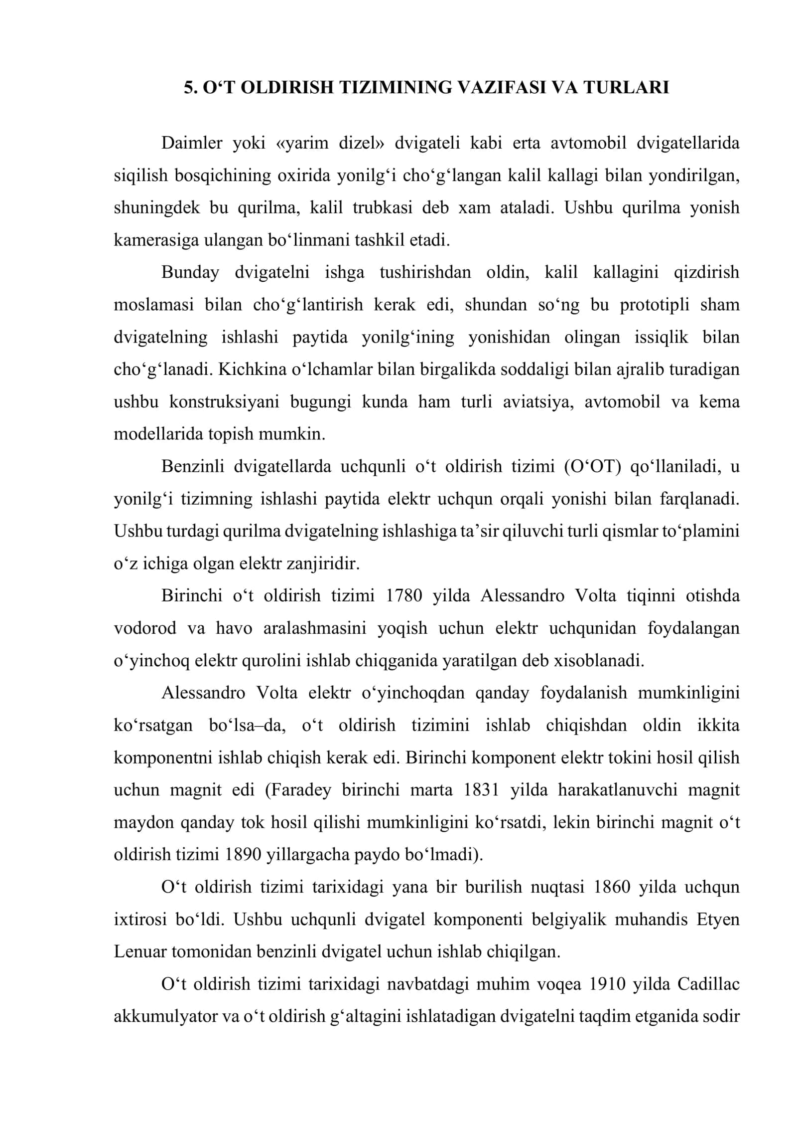 O‘T OLDIRISH TIZIMINING VAZIFASI VA TURLARI