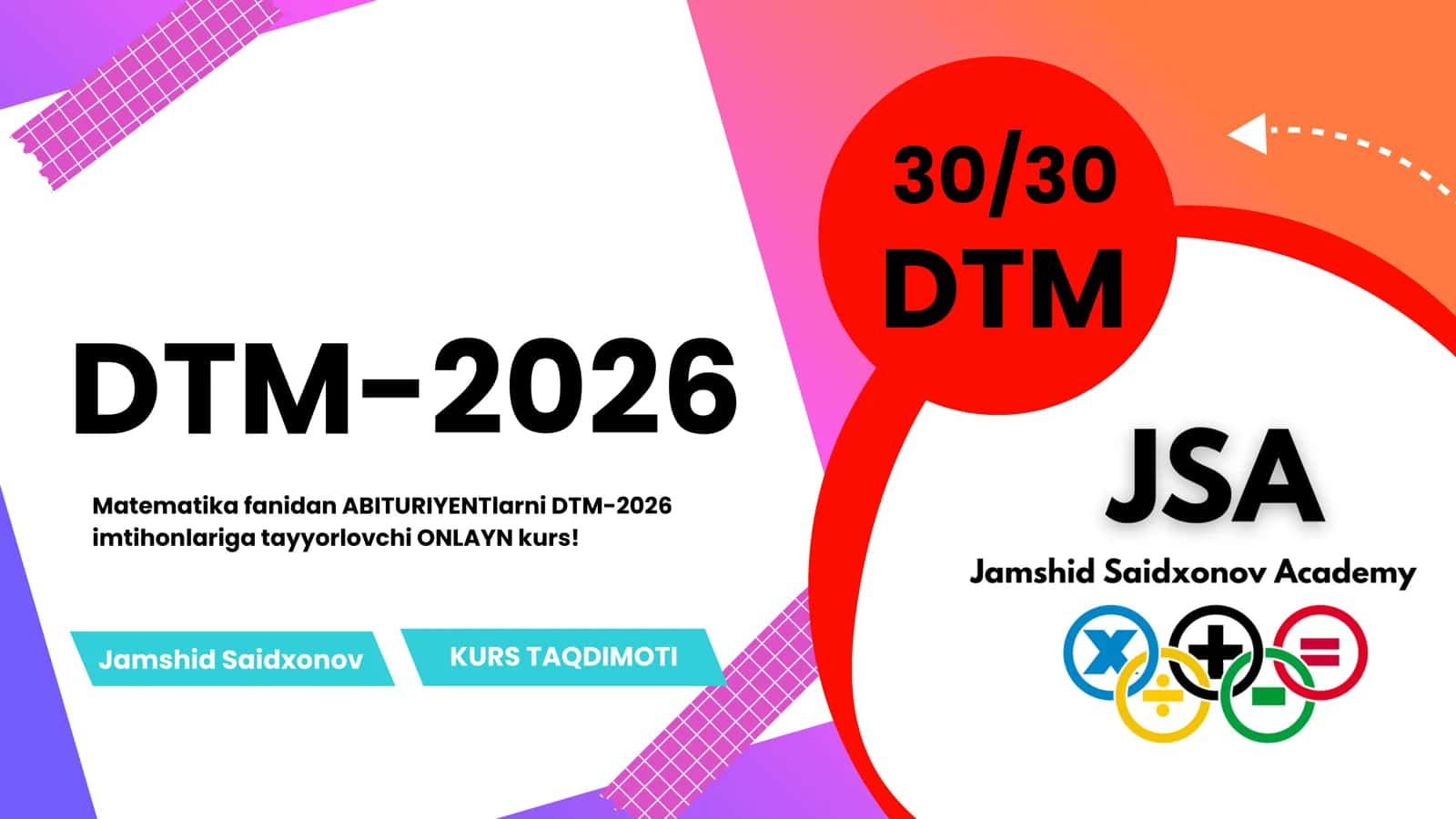 DTM-2026 ONLAYN matematika kursi
