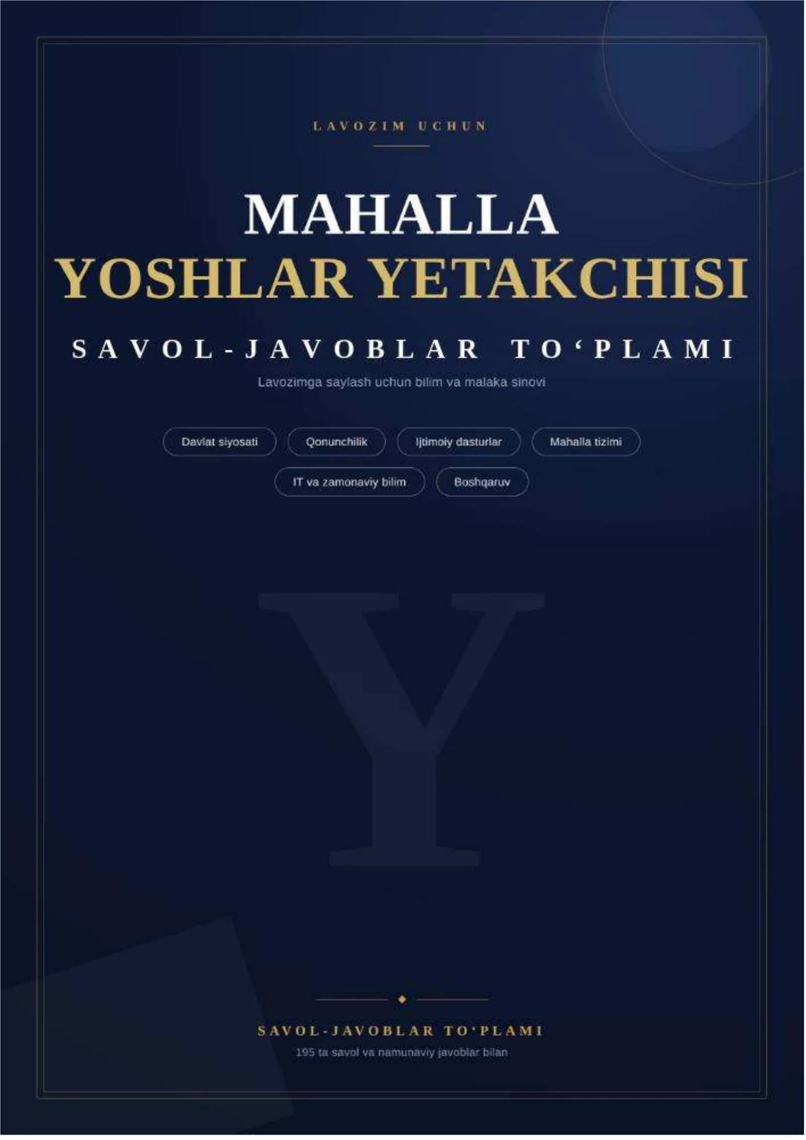Yoshlar yetakchisi lavozimi uchun savol-javoblar to'plami