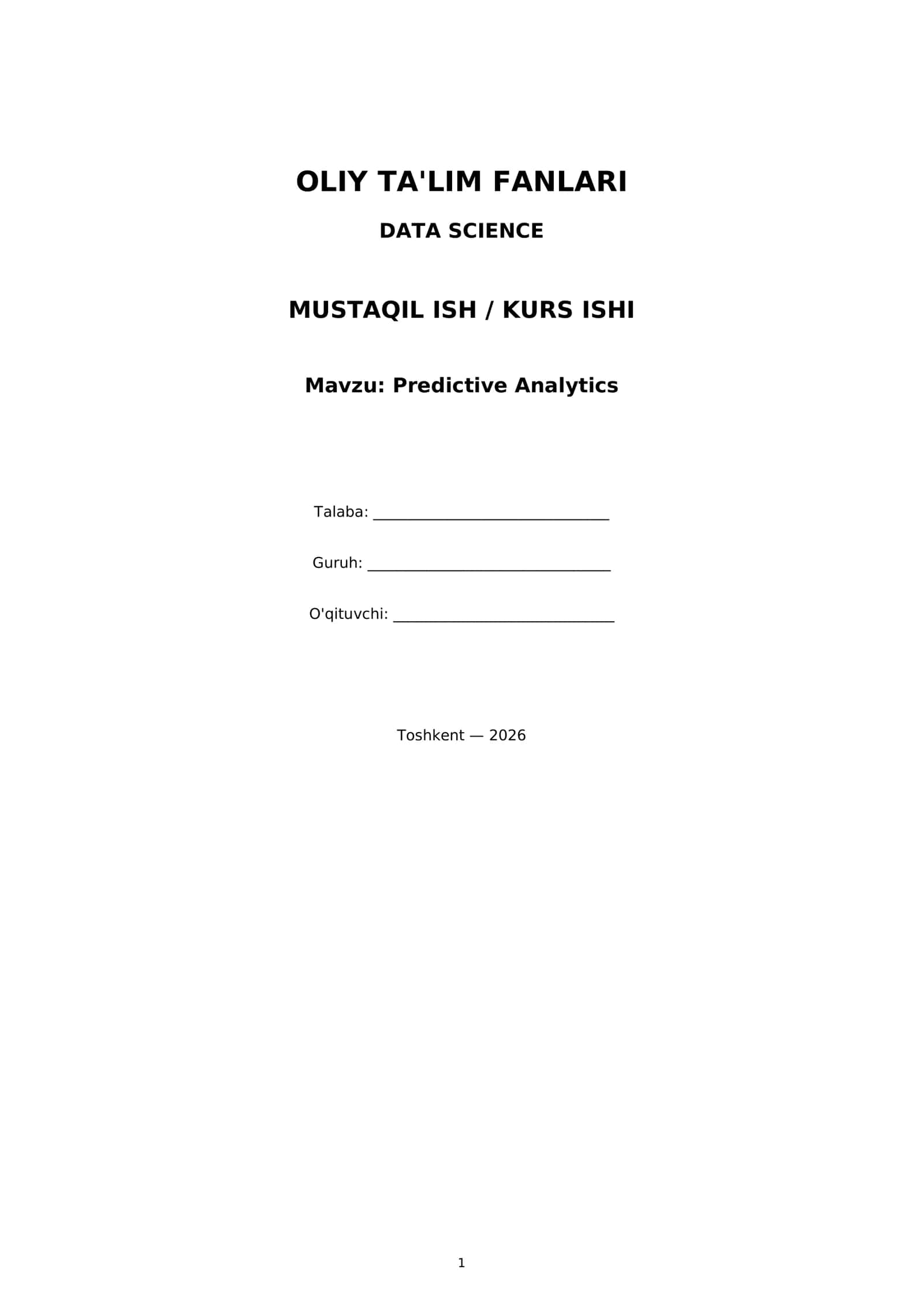 Predictive Analytics