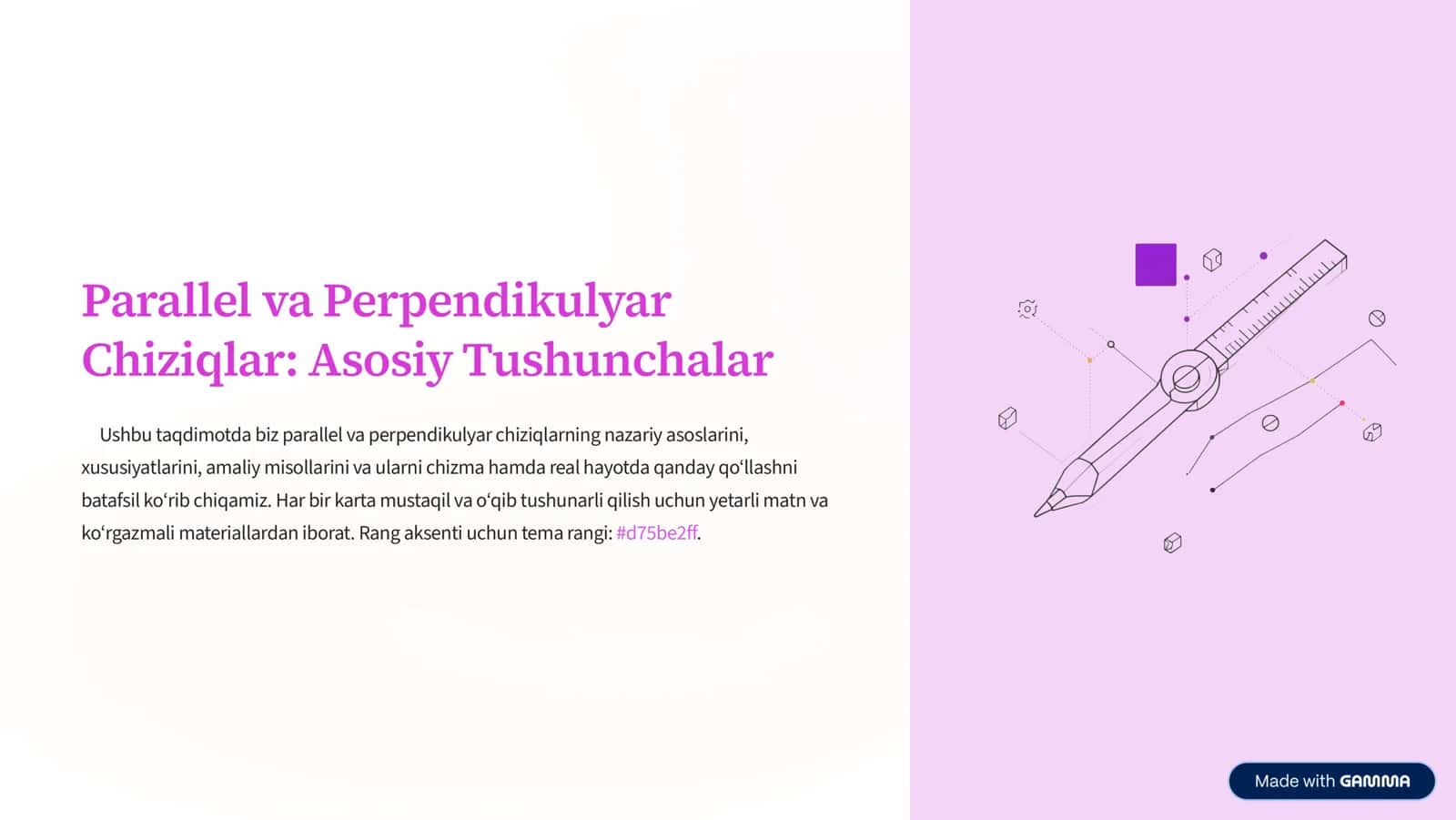 Parallel va Perpendikulyar Chiziqlar: Asosiy Tushunchalar